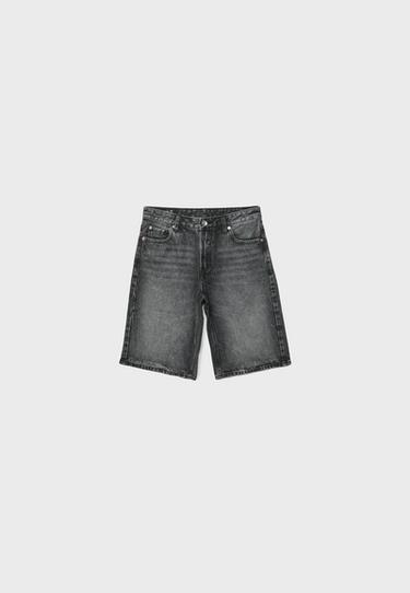 Baggy denim Bermuda shorts — DARK GREY DENIM WASH 6