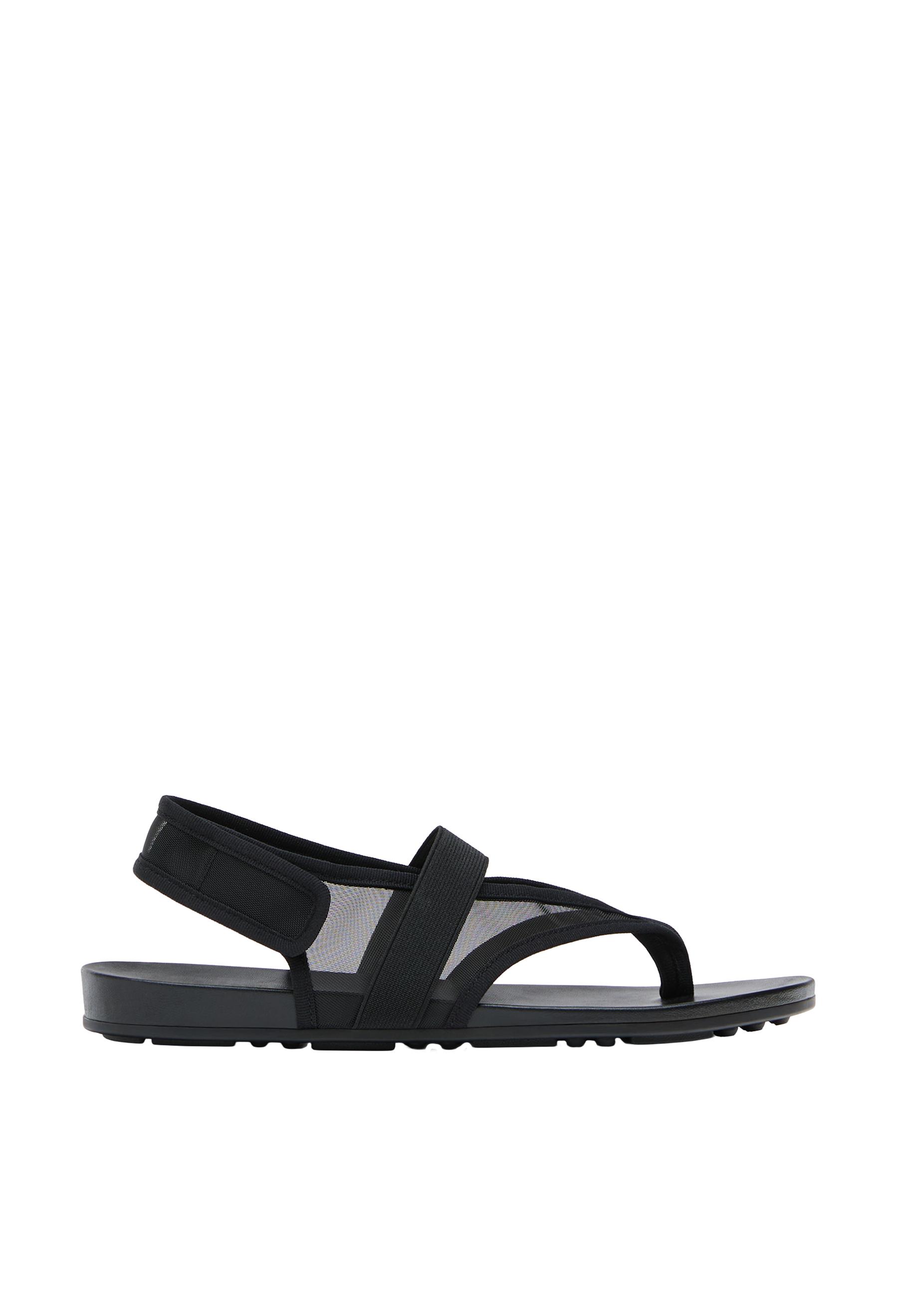 Flat mesh thong sandals — BLACK 