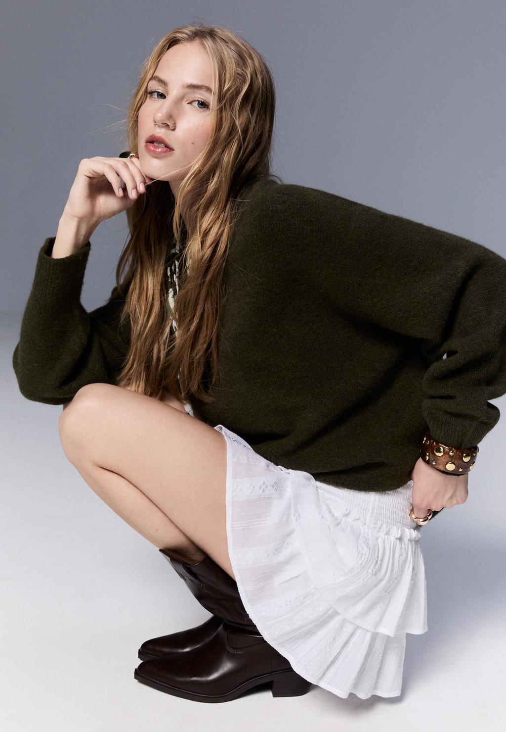 Falda pantalón fluida volantes