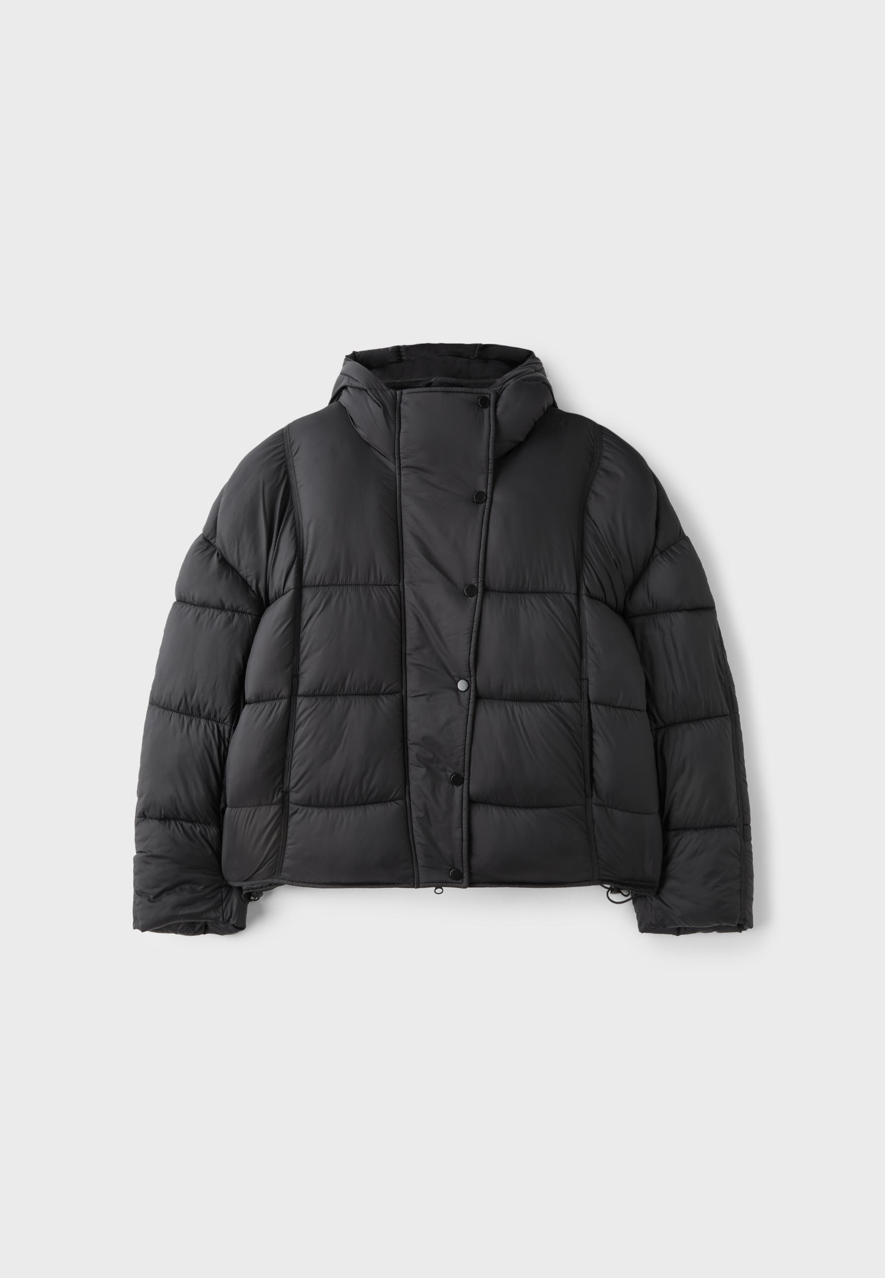 Hooded puffer jacket — Black