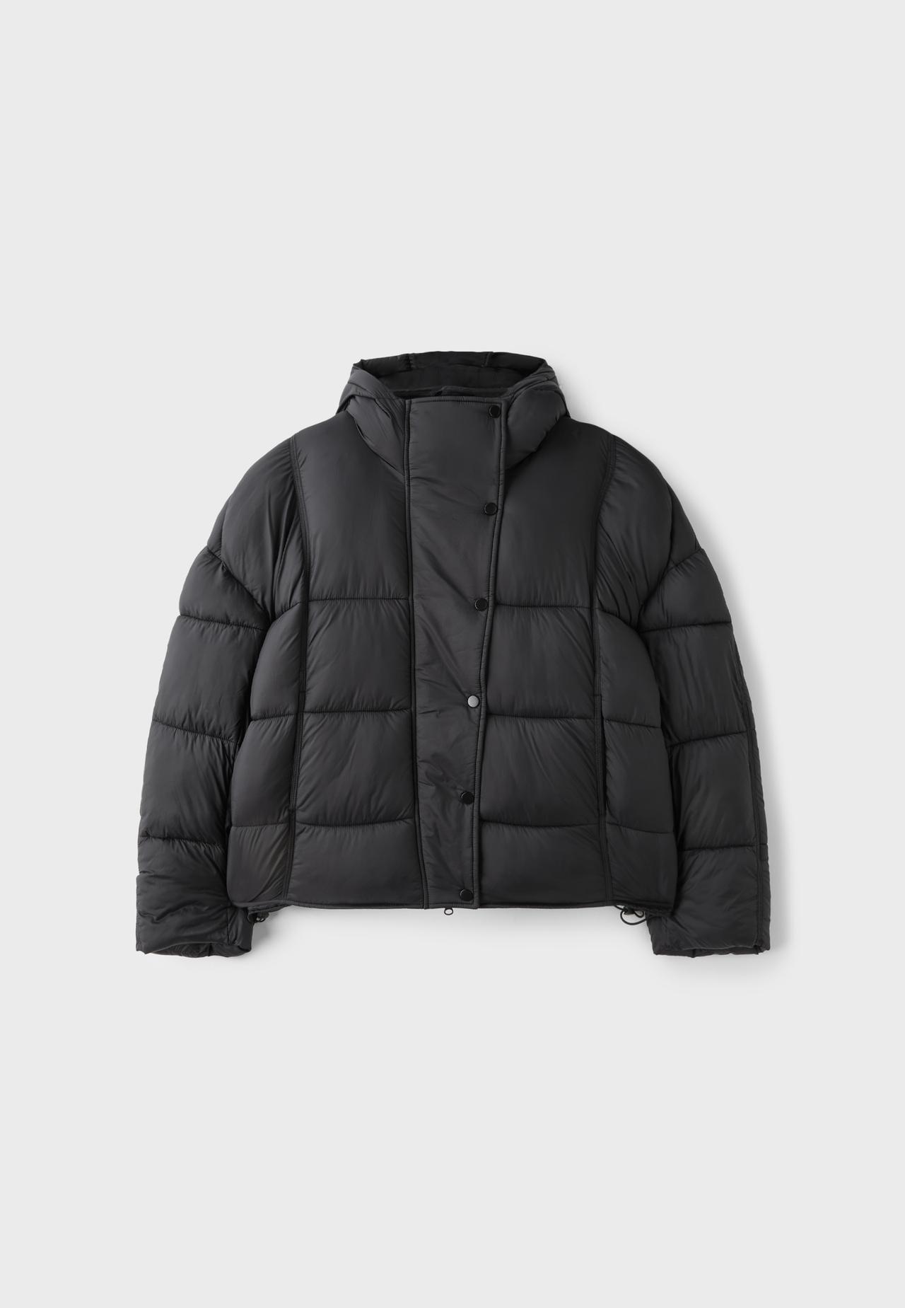 Hooded puffer jacket — Black