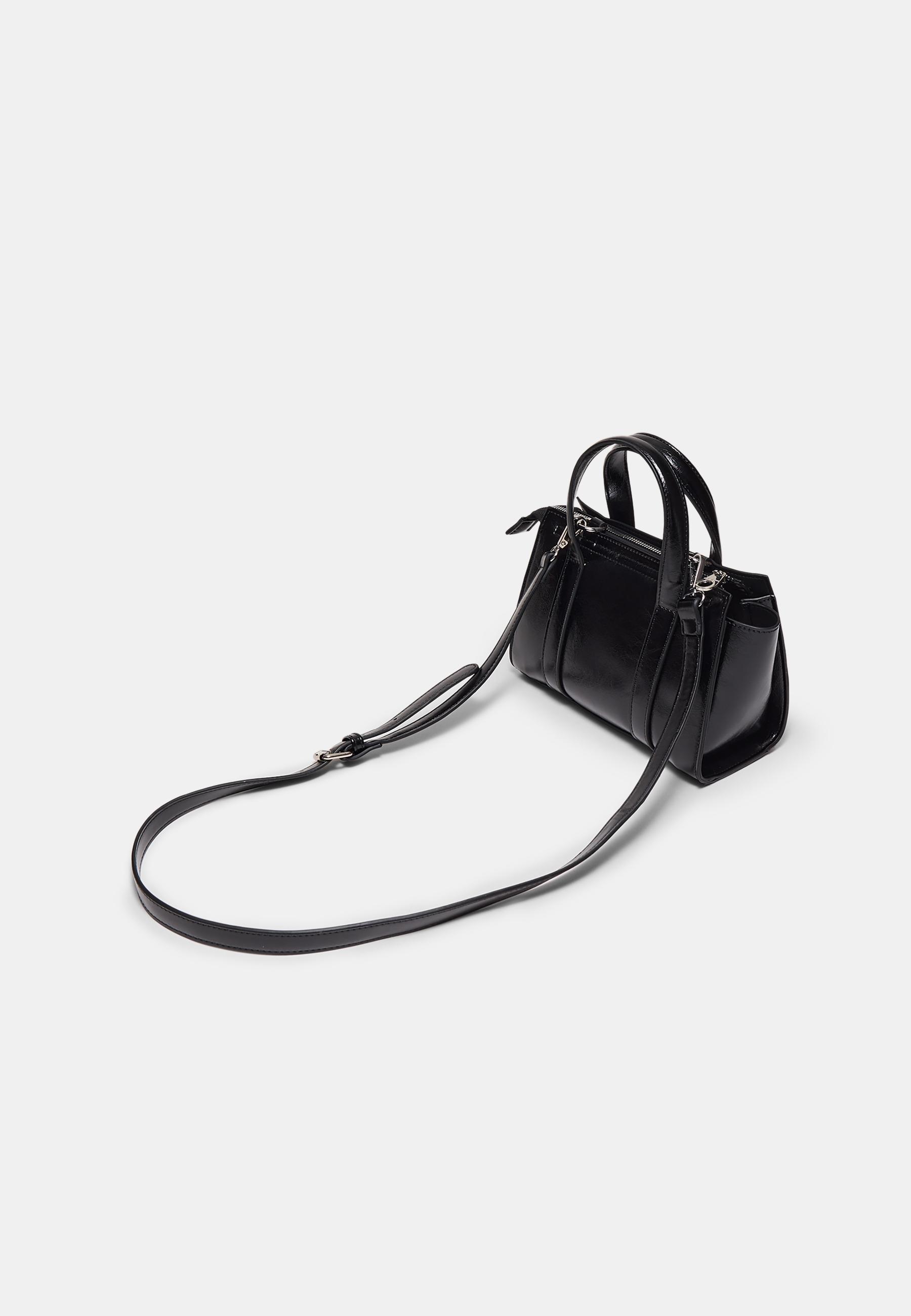 Mini tote bag with buckle — Black