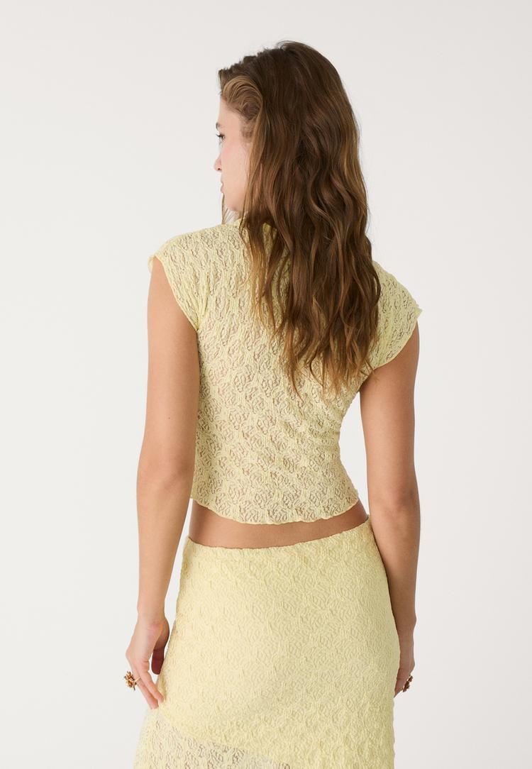 t shirt mini manches en dentelle
