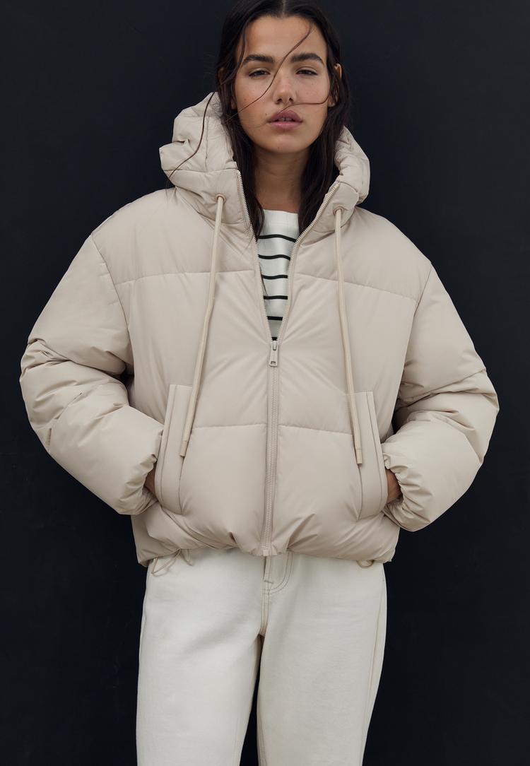 cazadora acolchada oversize capucha
