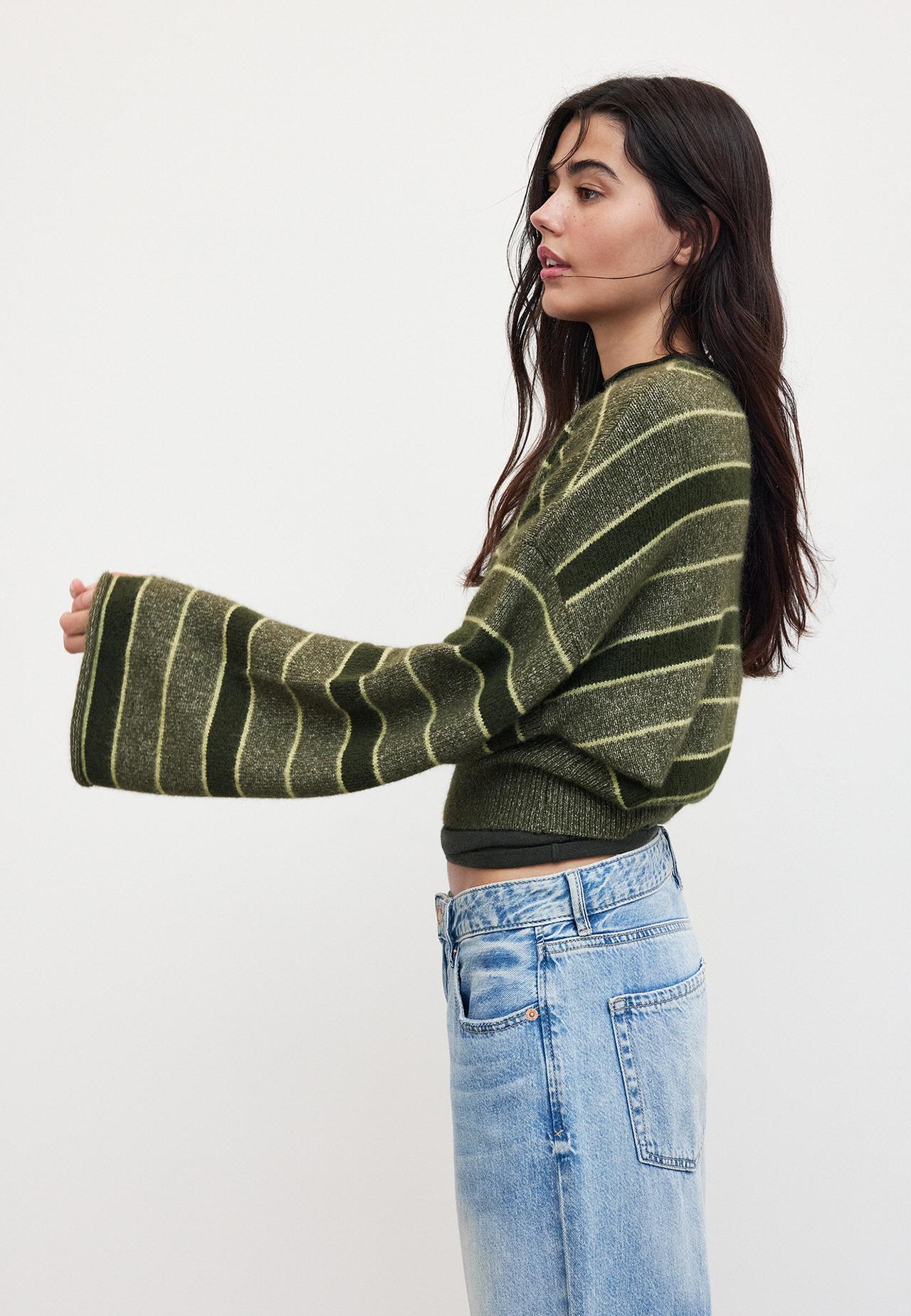 Soft knit sash-detail jumper — Khaki