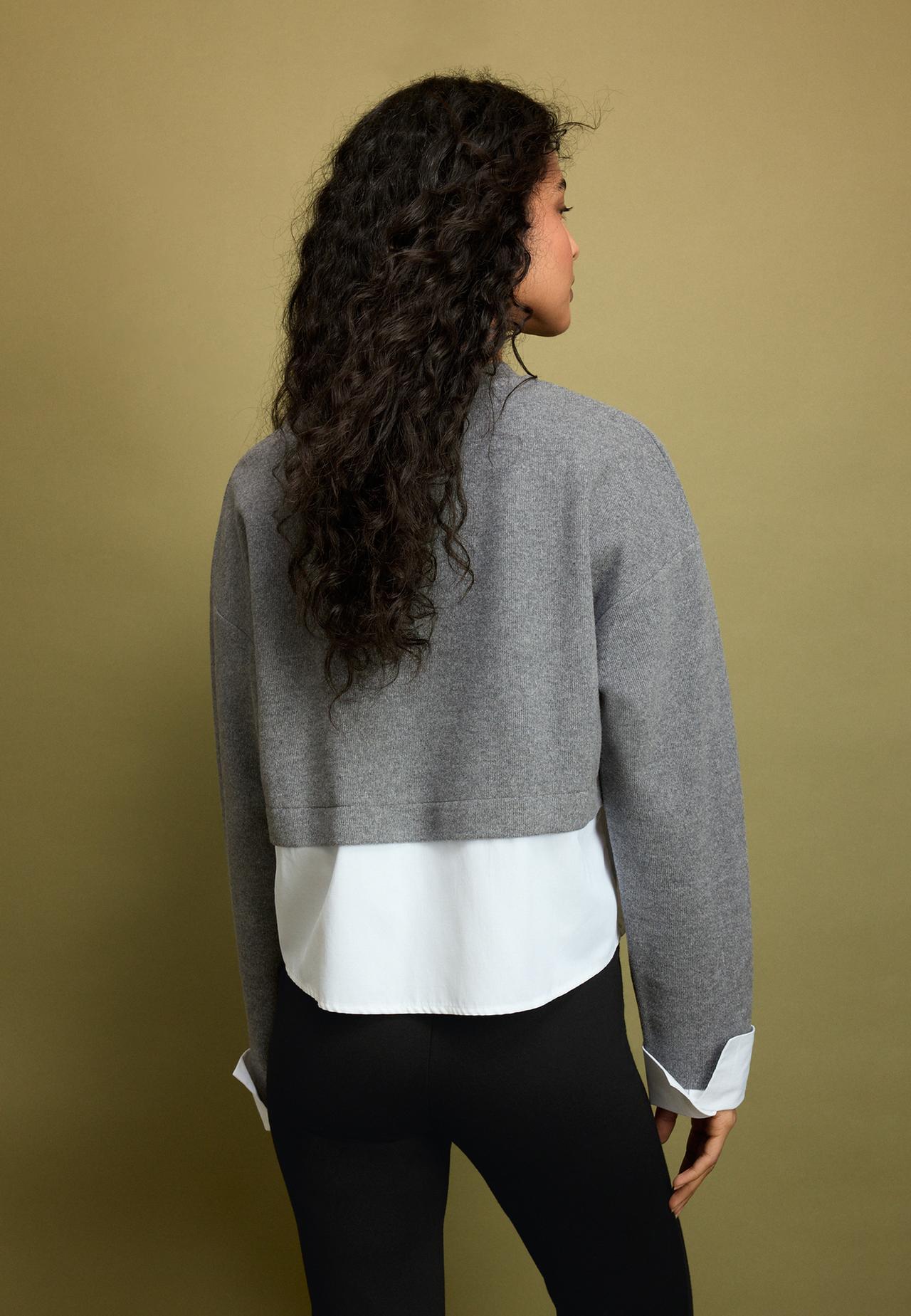 Mixed-fabric jumper — Dark grey