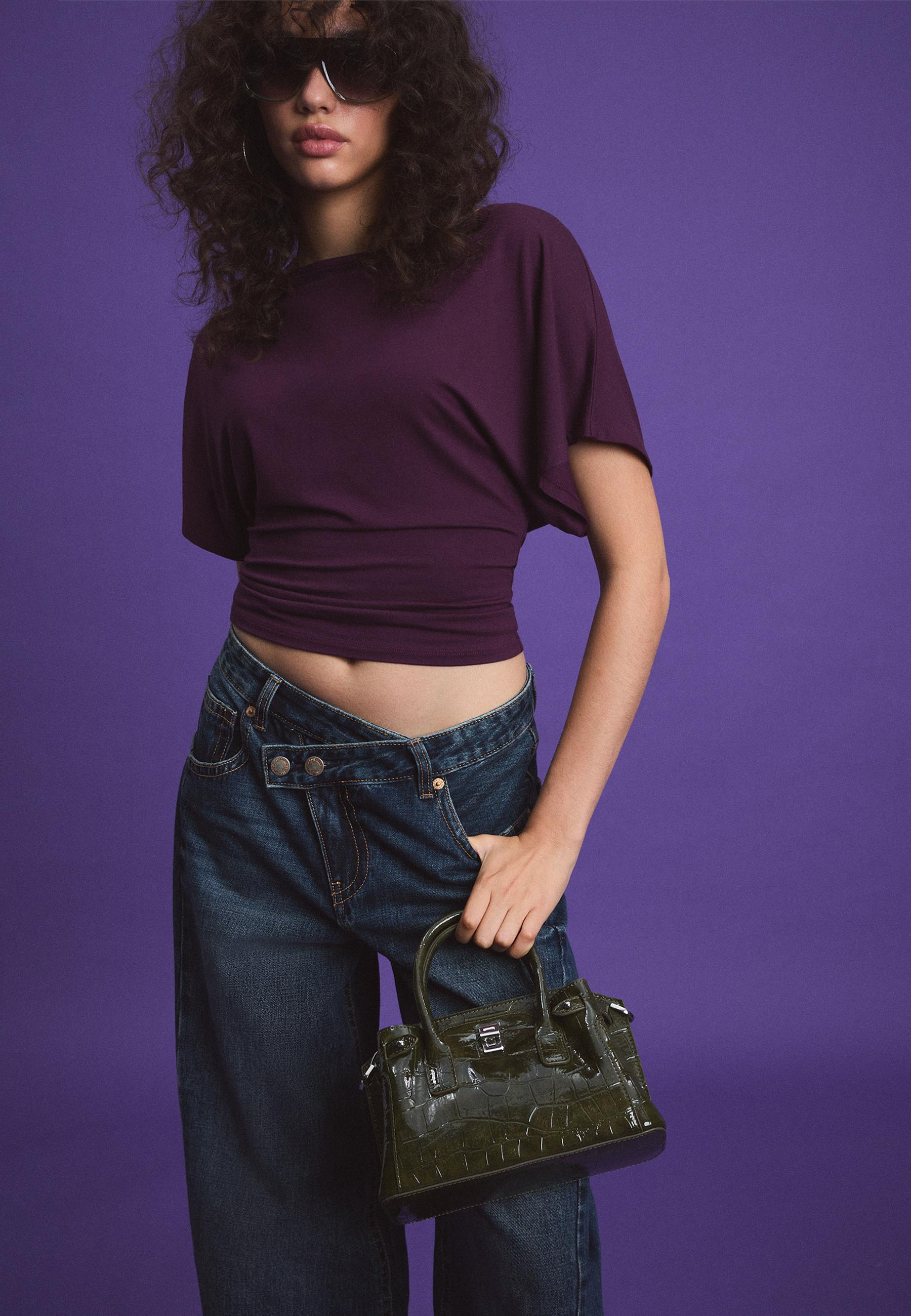 Stradivarius Τσάντα Χιαστί Tote Με Κούμπωμα Χακί Os