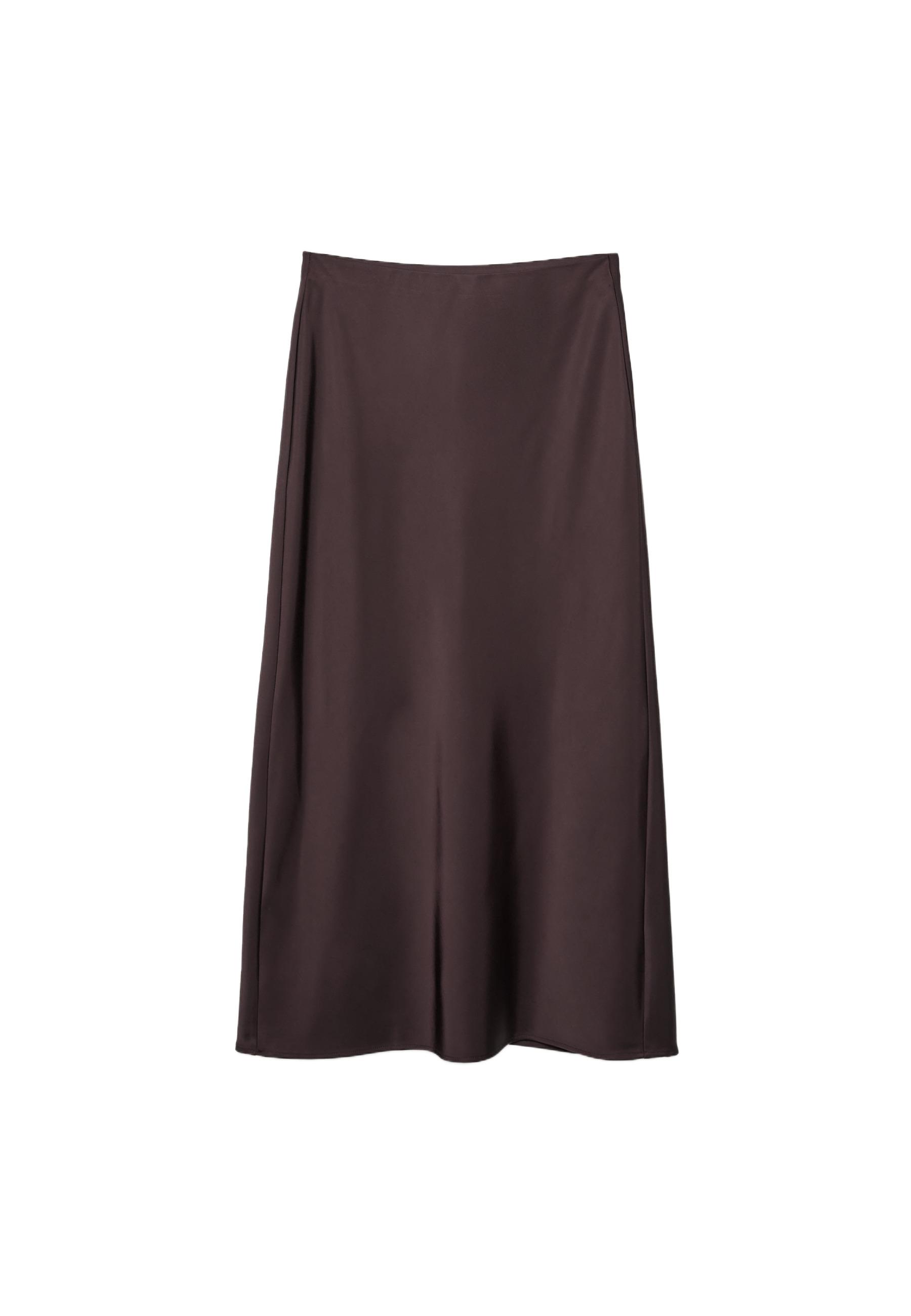 Satin midi skirt — Brown