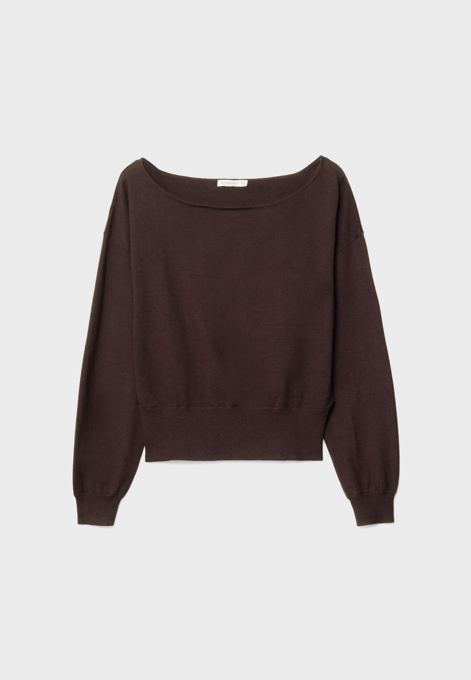 Asymmetric knit sweater — Brown