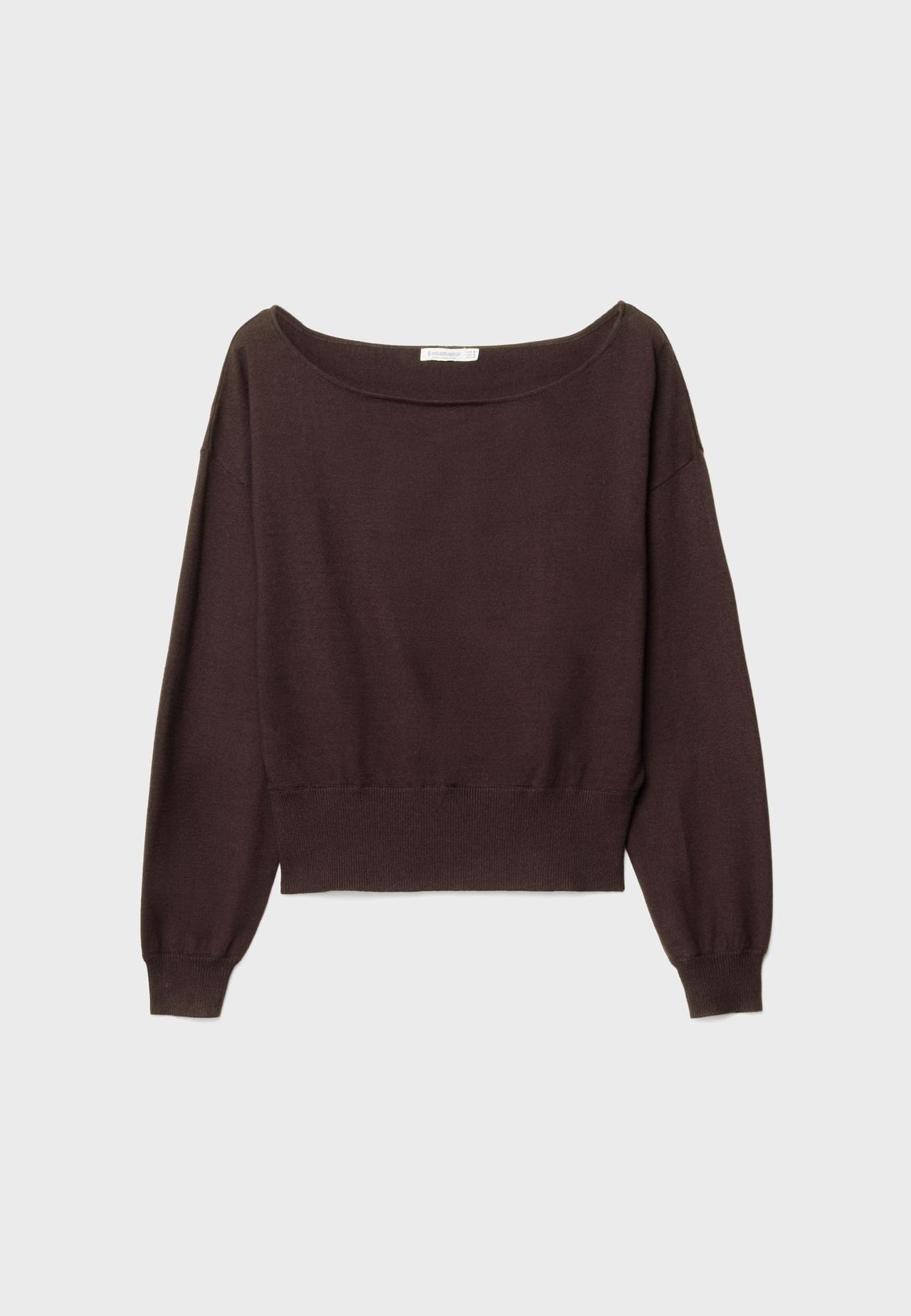 Asymmetric knit jumper — Brown