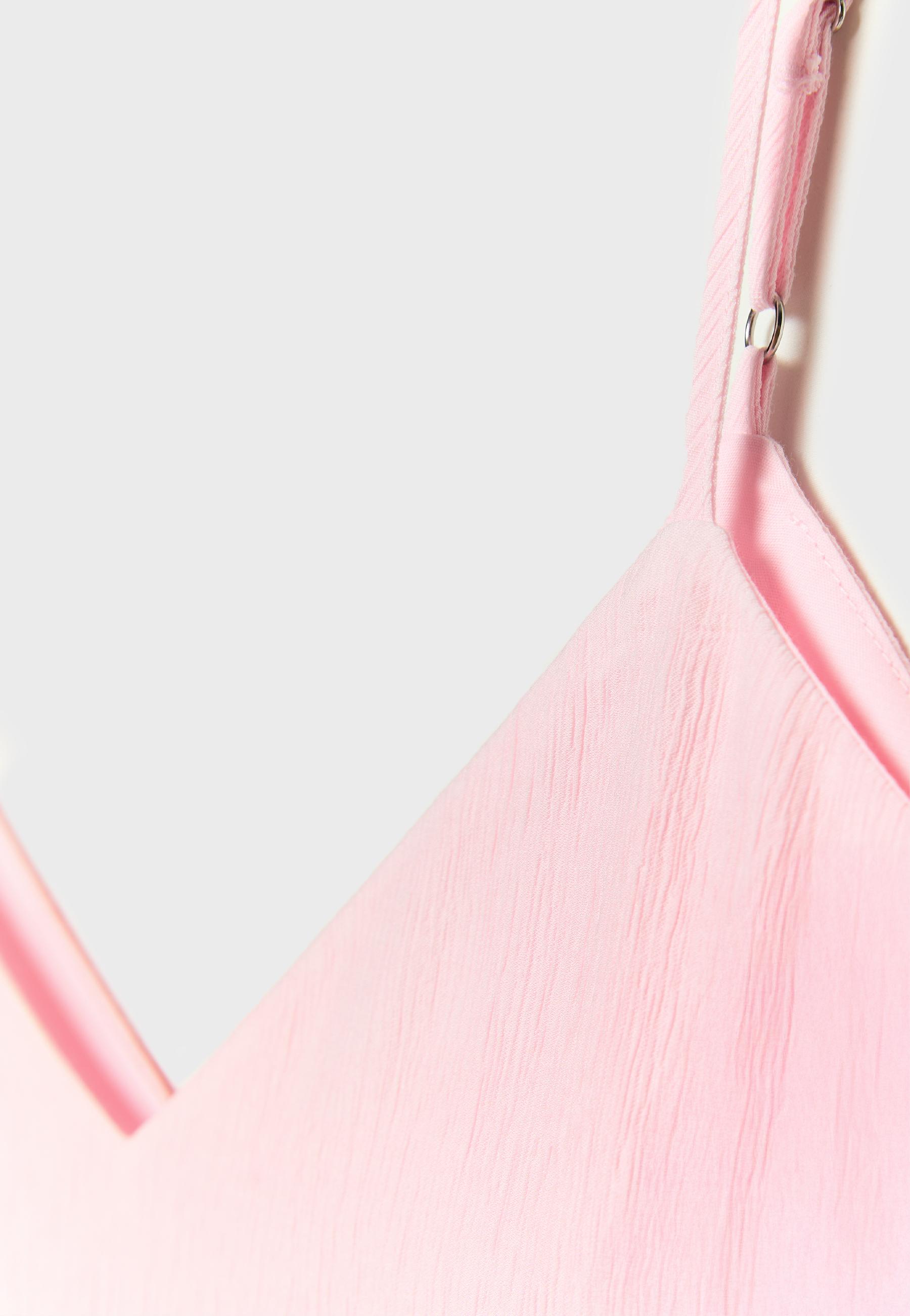Textured strappy midi dress — Dusty rose