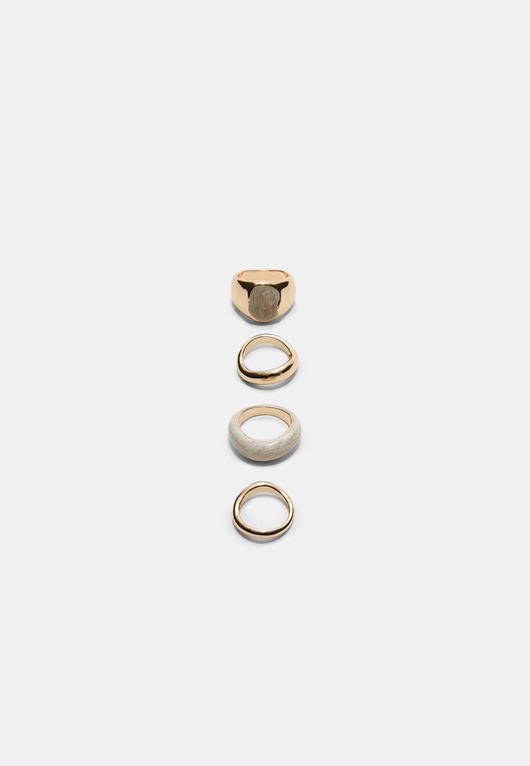 set 4 anillos esmaltados