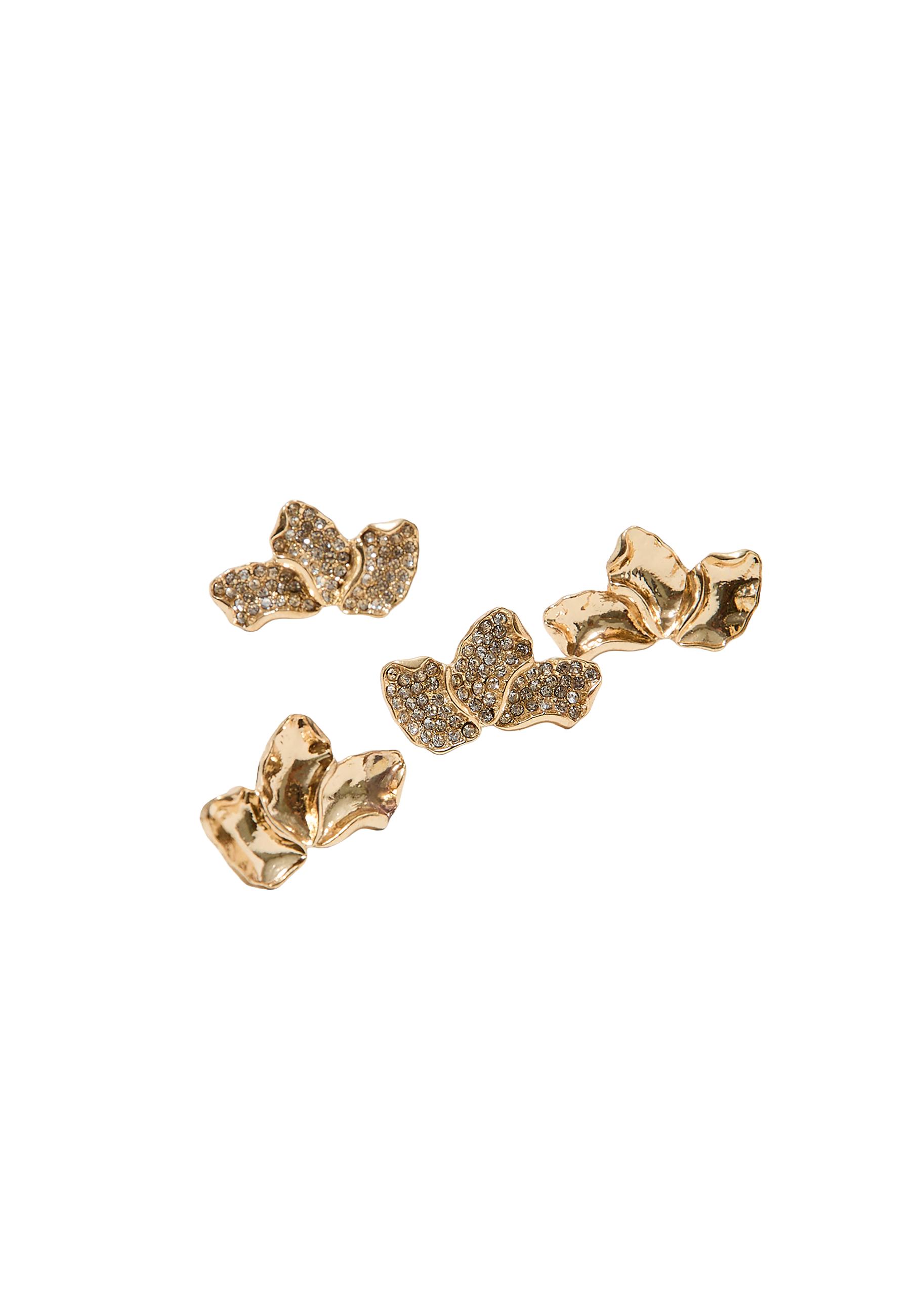 Set of 2 pairs of mini fan earrings — Yellow