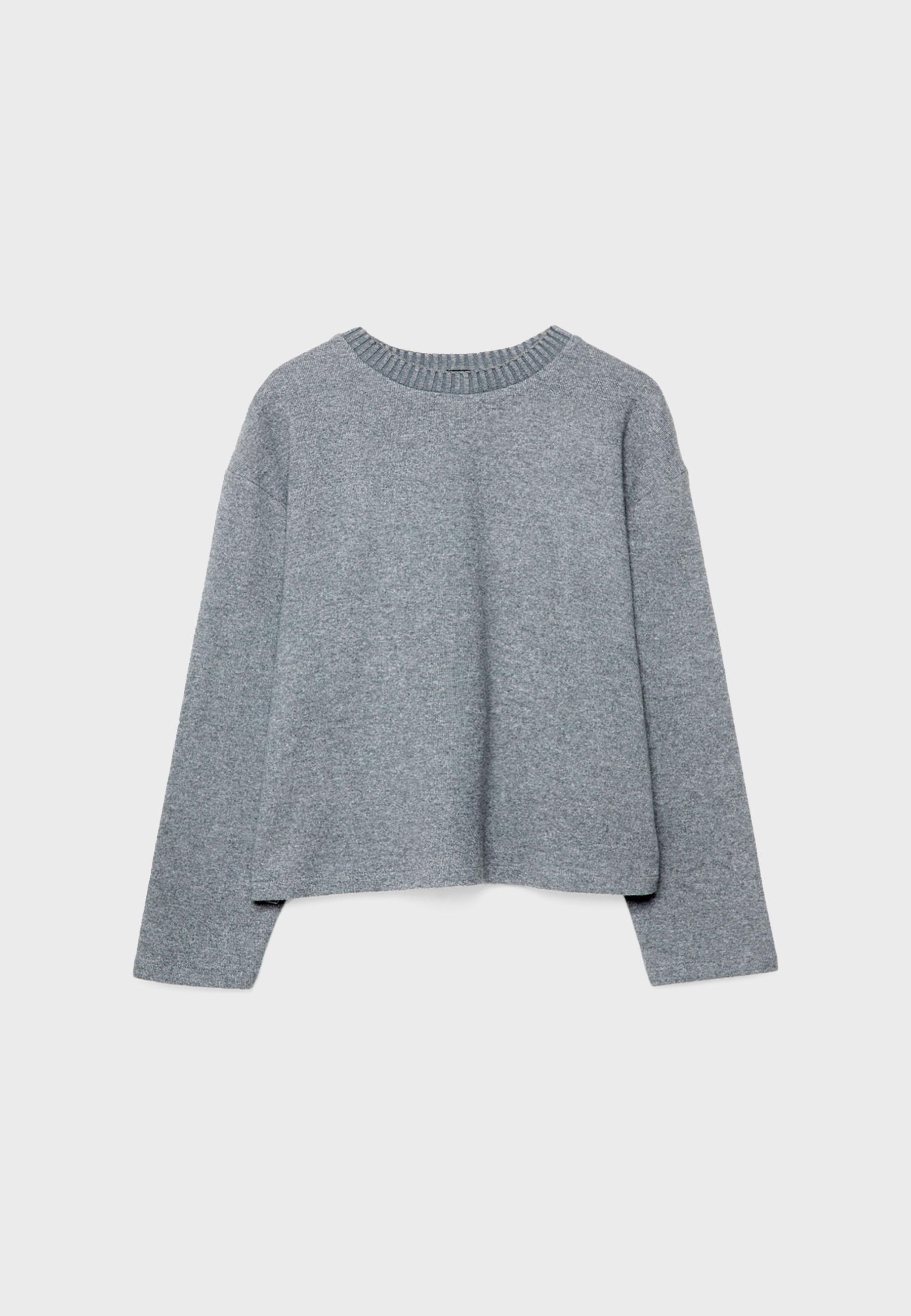 Knit round neck T-shirt — Dark grey