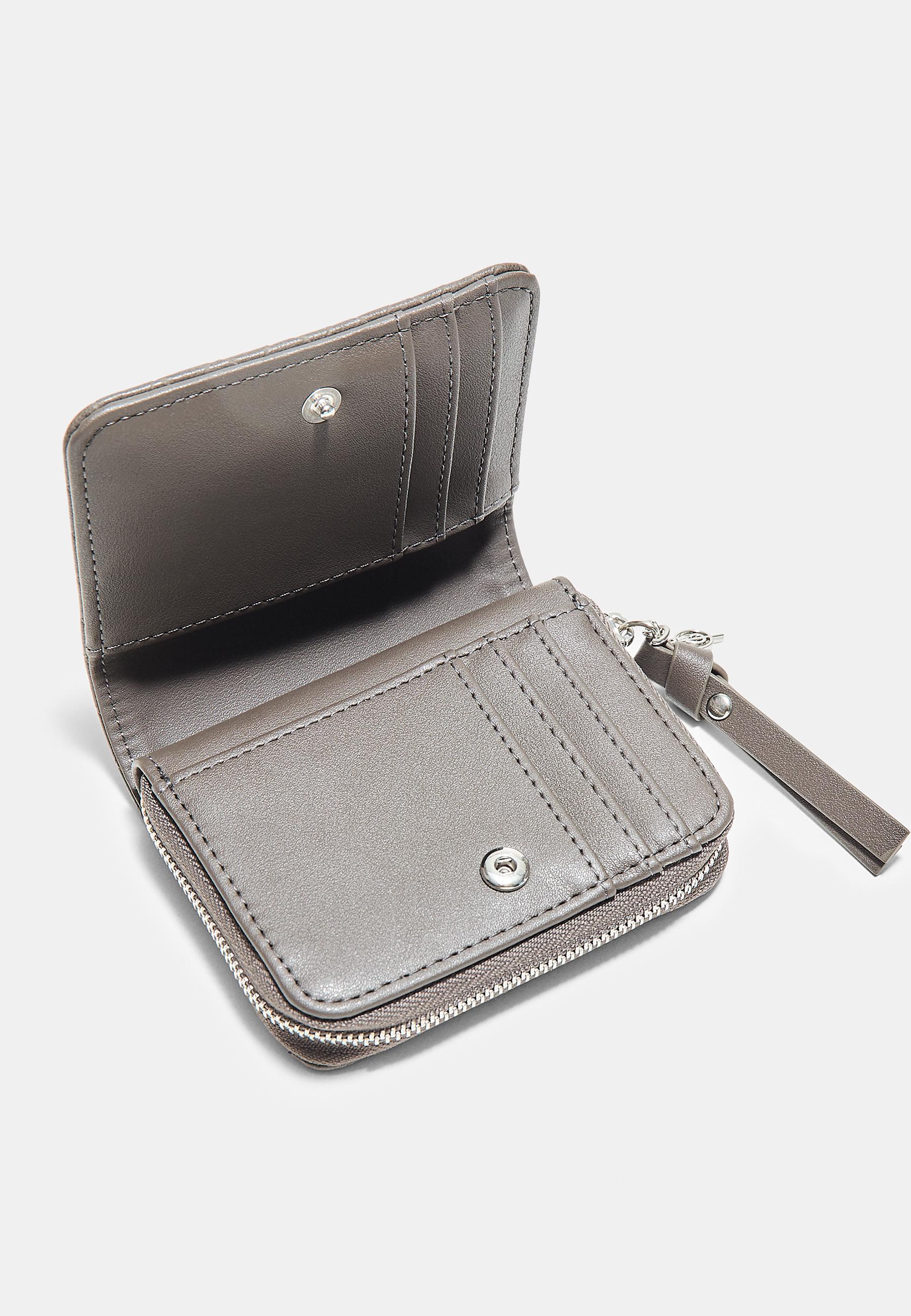 Braided-effect card holder purse — Dark grey