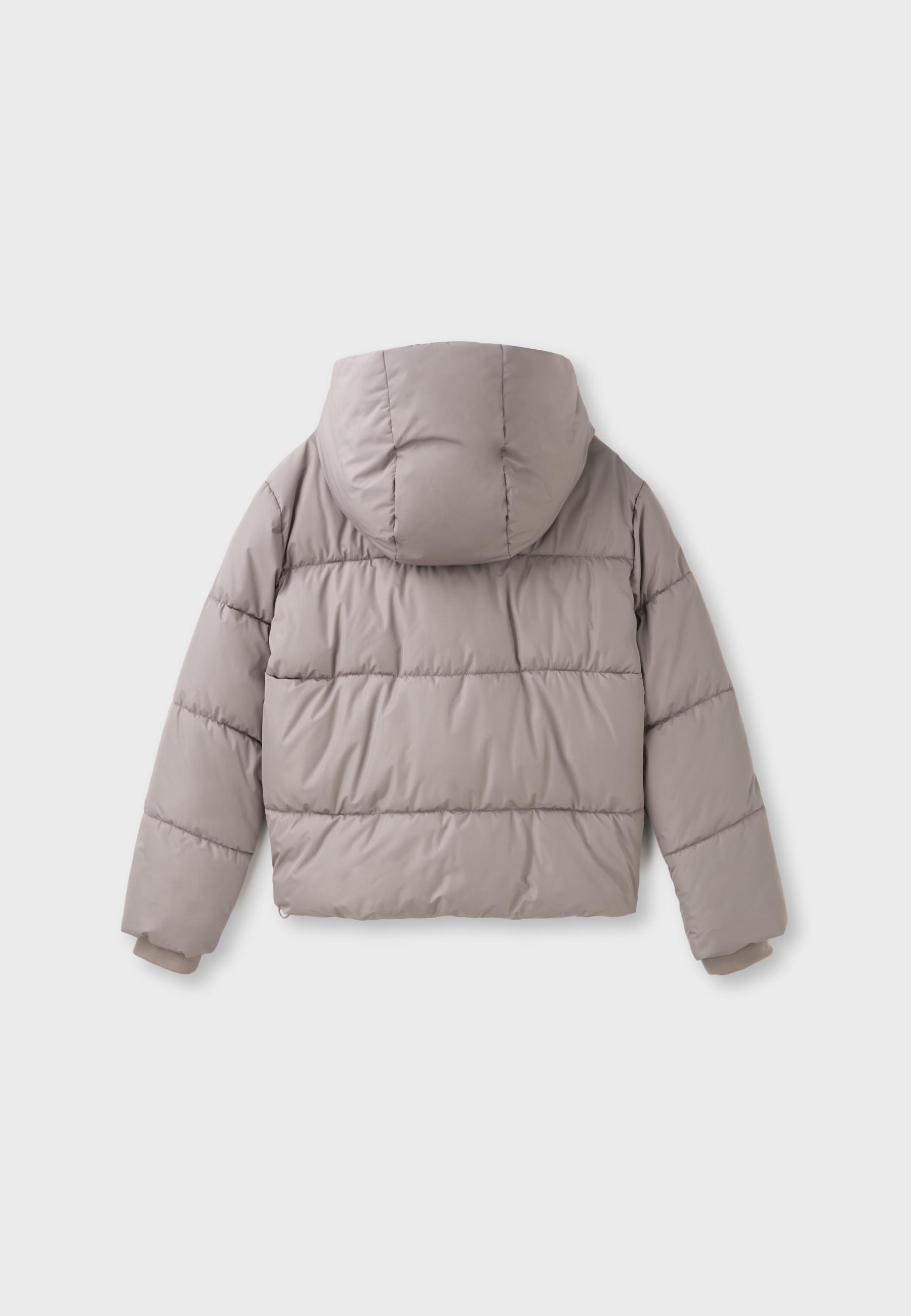 Basic hooded puffer jacket — Brown