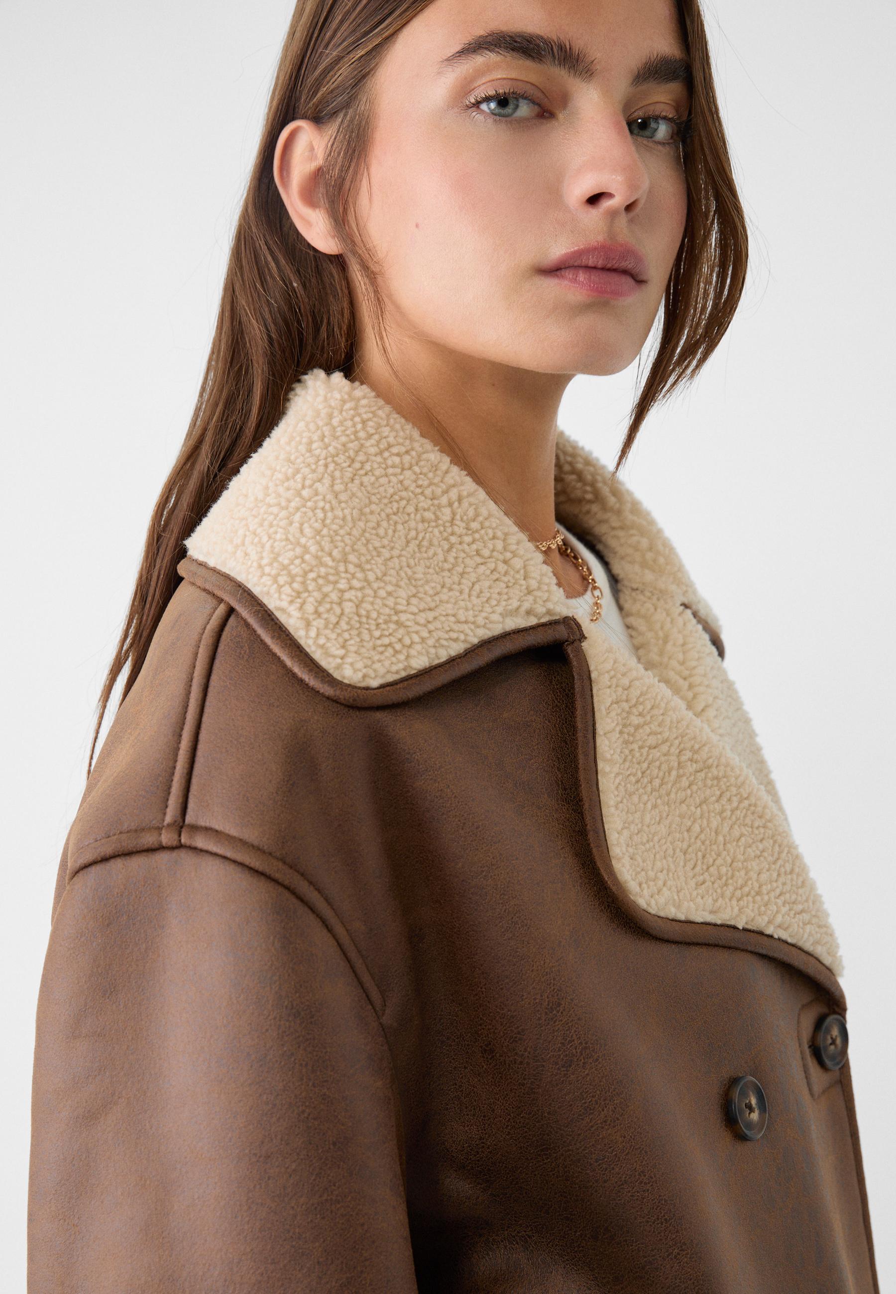 Regular fit faux shearling lined jacket