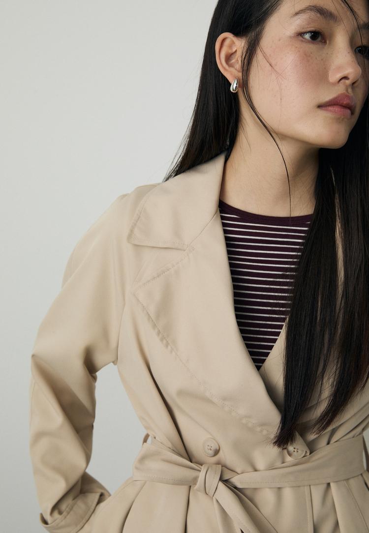 short flowing trench coat with belt