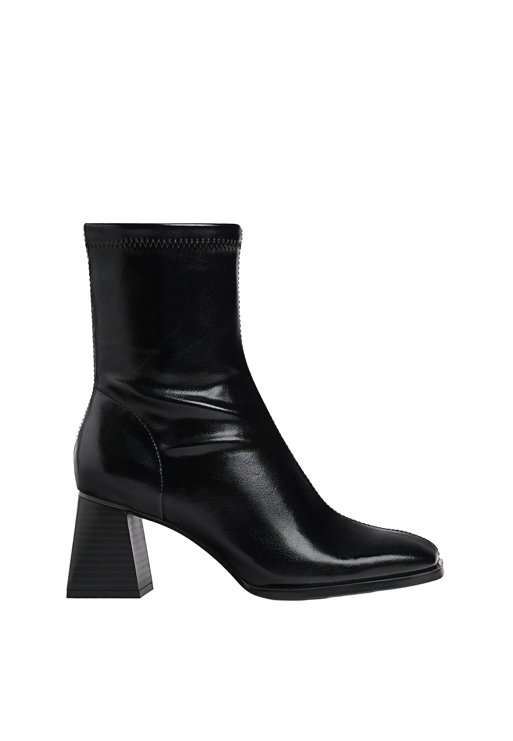 Mid-heel boots with stretch legs — BLACK
