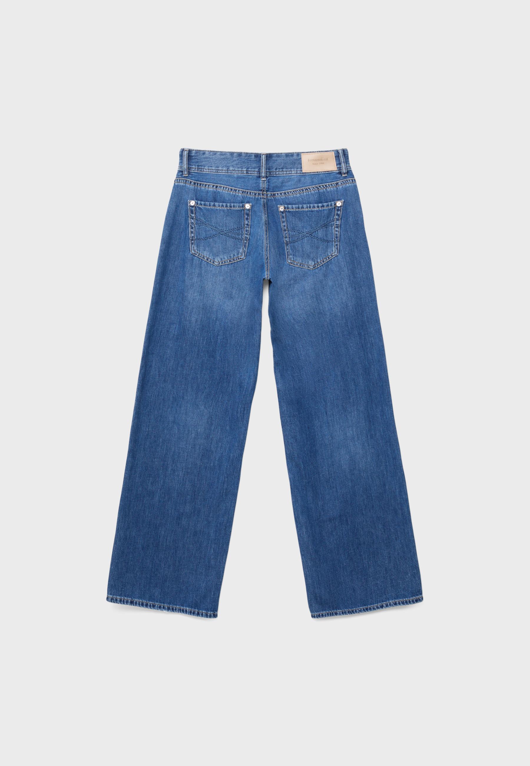 Low-rise double-button jeans — MEDIUM BLUE DENIM