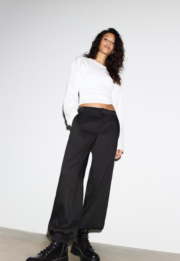 Stradivarius Παντελόνι Jogger Με Στιλ Μαύρο 36