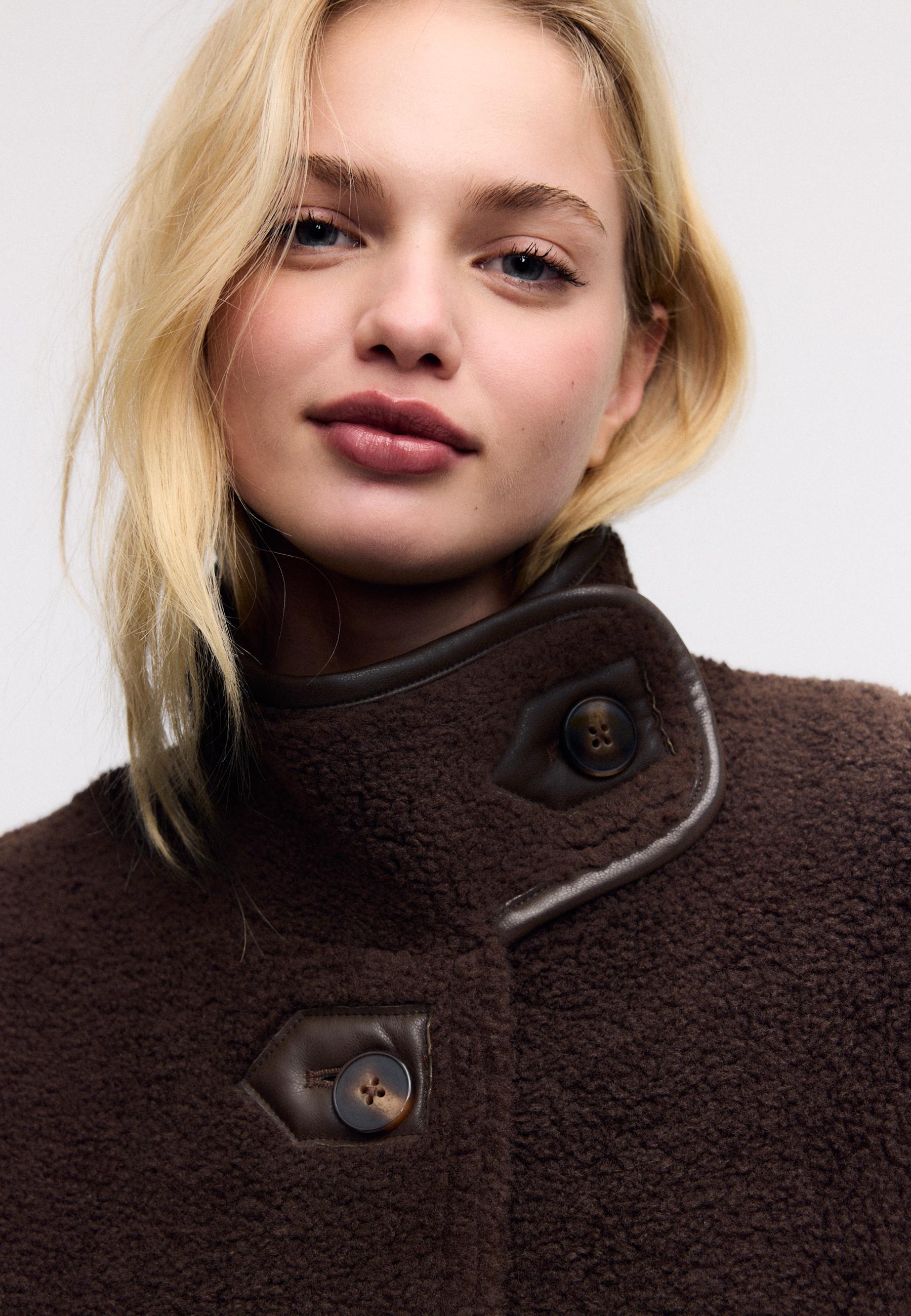 Long reversible double-faced coat — Brown