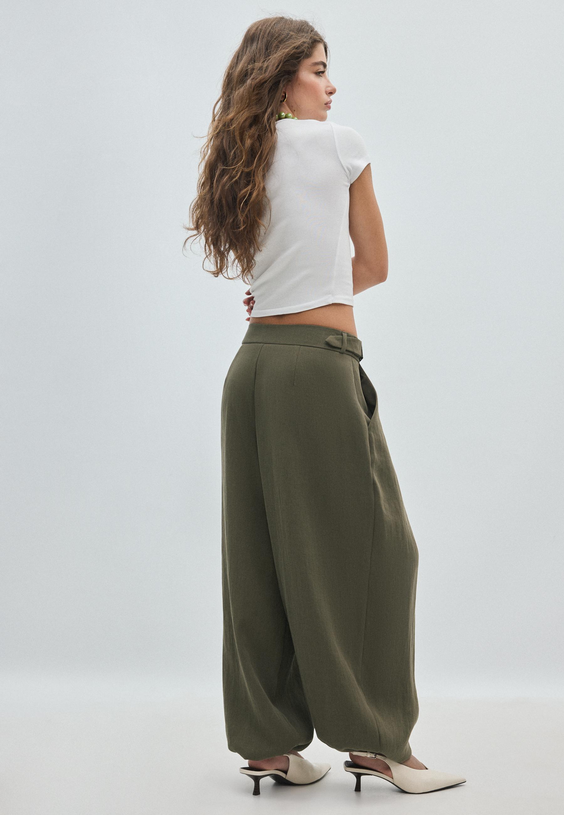 Sarouel trousers with buckle — Khaki