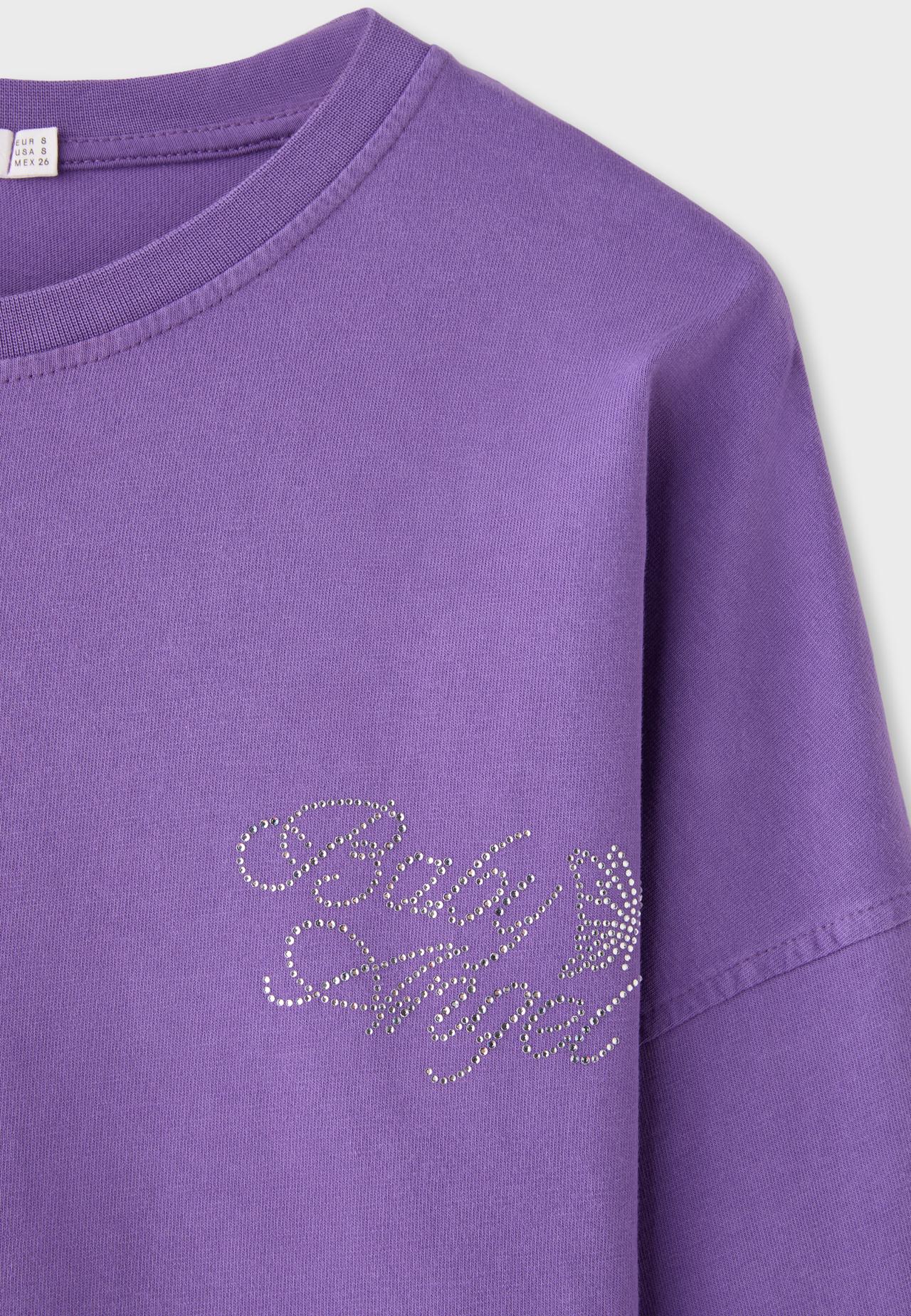 Rhinestone graphic T-shirt — Purple