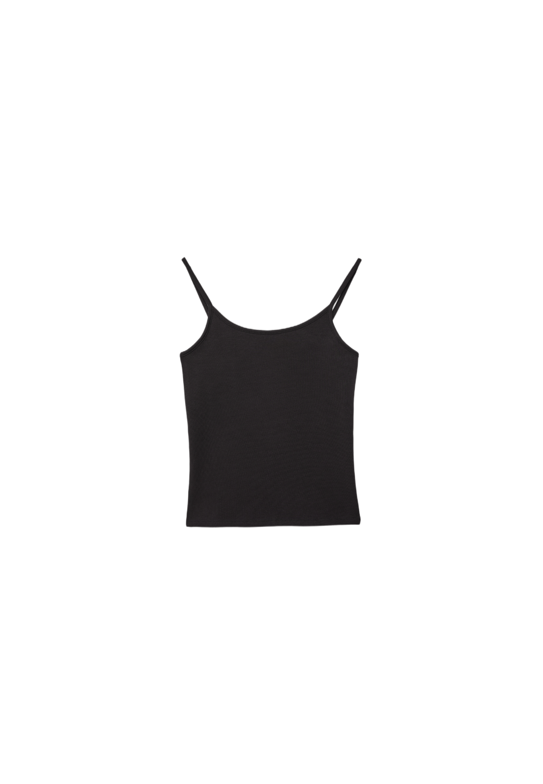 B07 Ribbed strap top — Black
