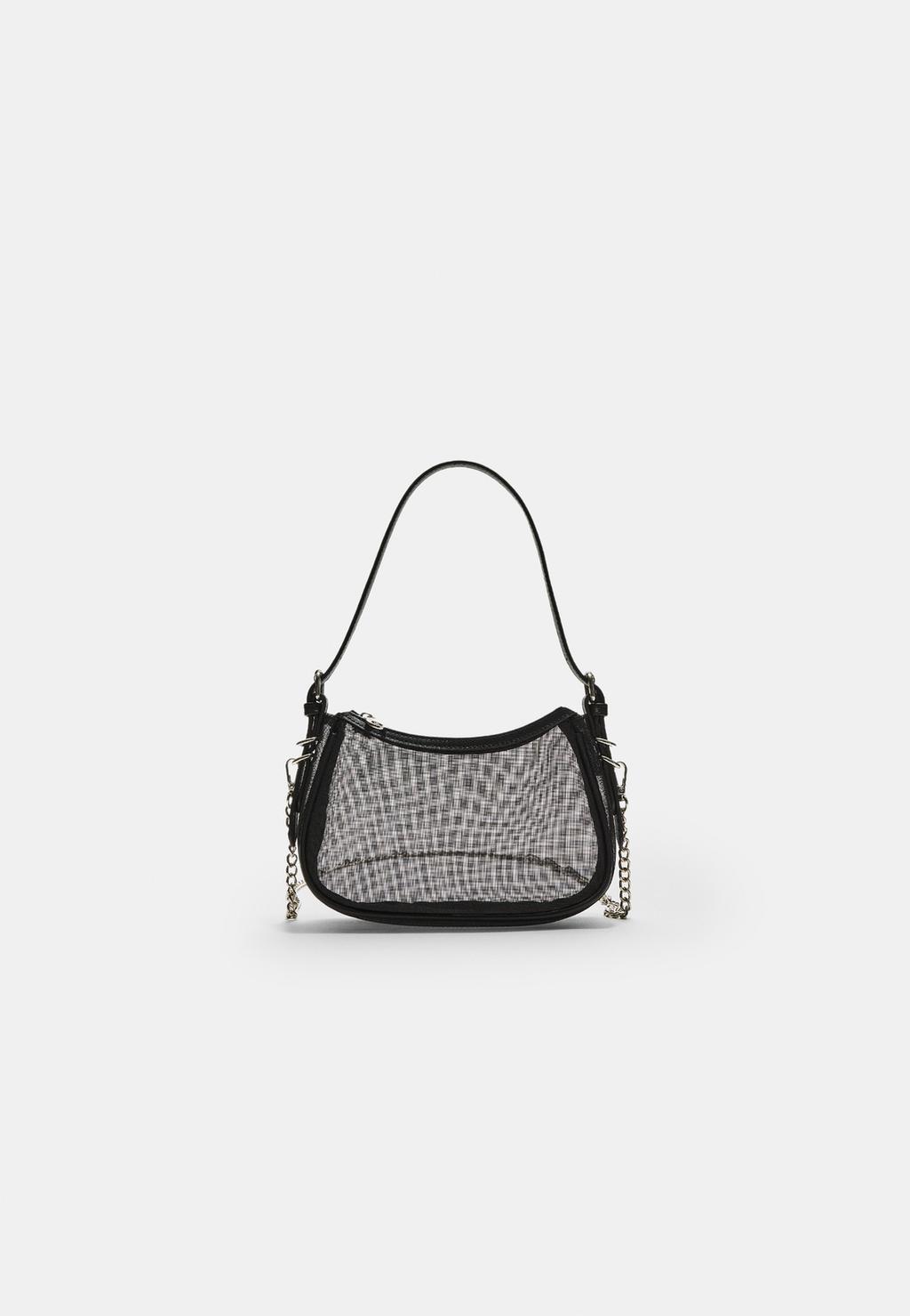 Semi-sheer mesh shoulder bag