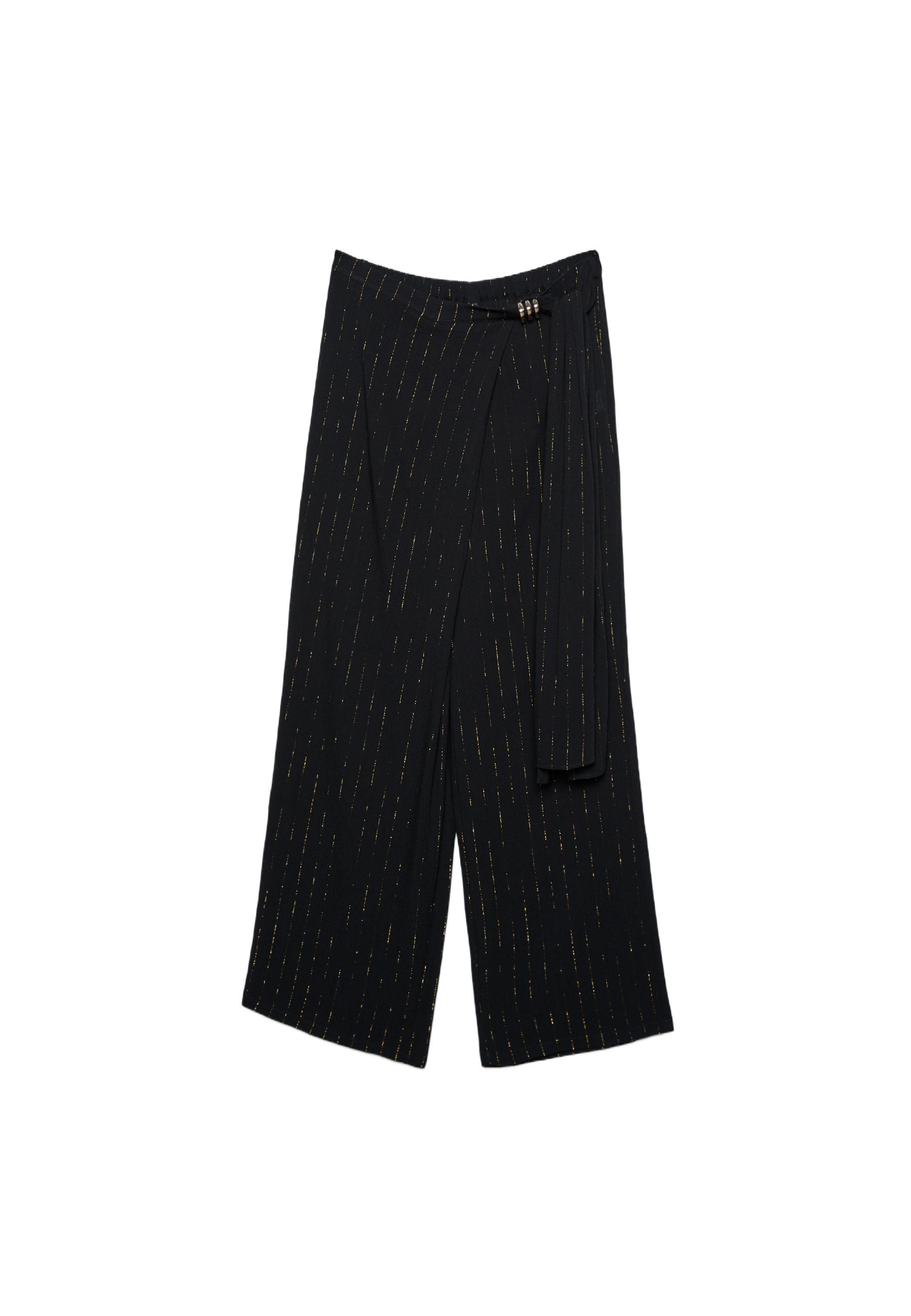 Flowing metallic thread trousers — Black