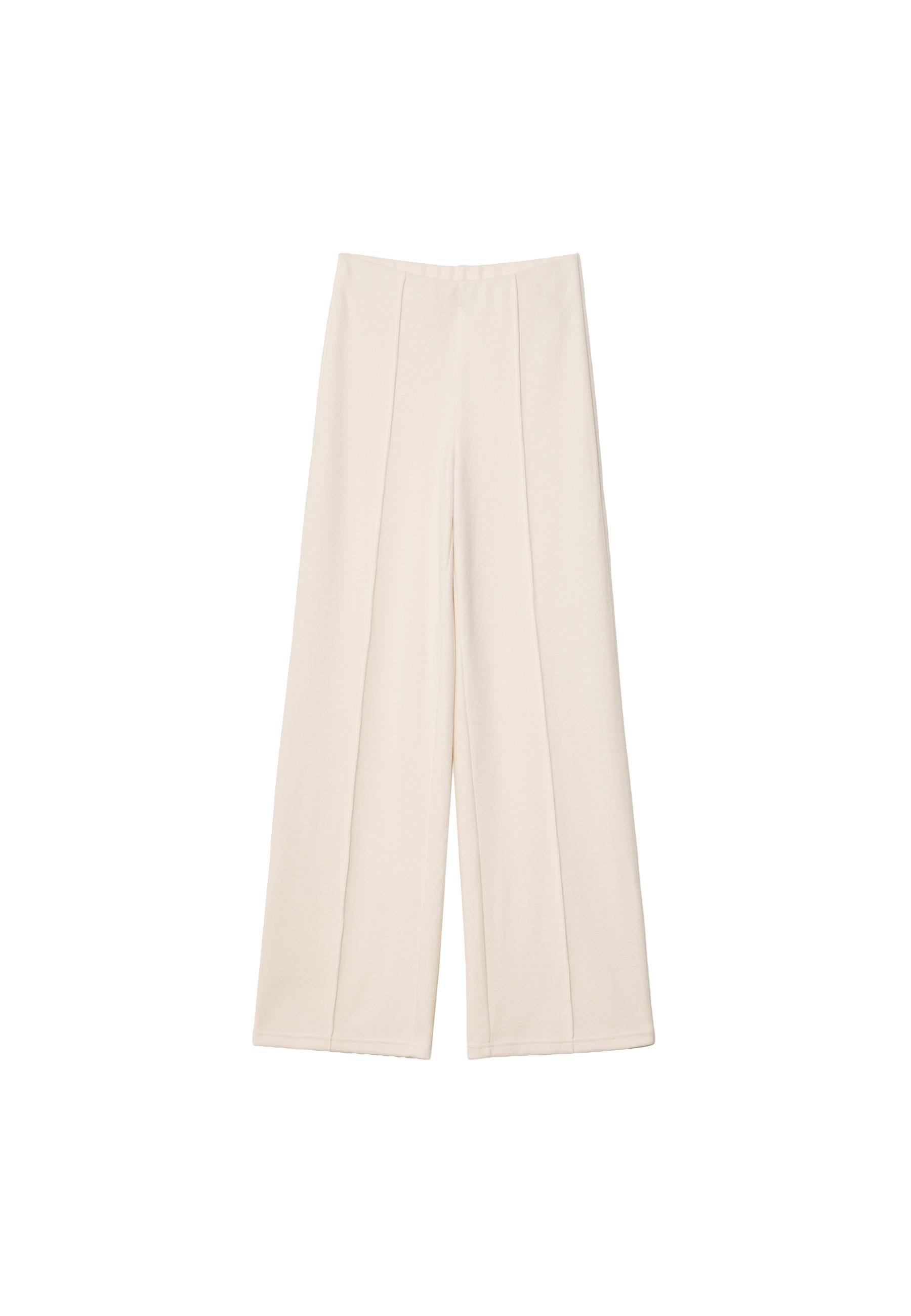 Knit trousers with seam detail — Ecru