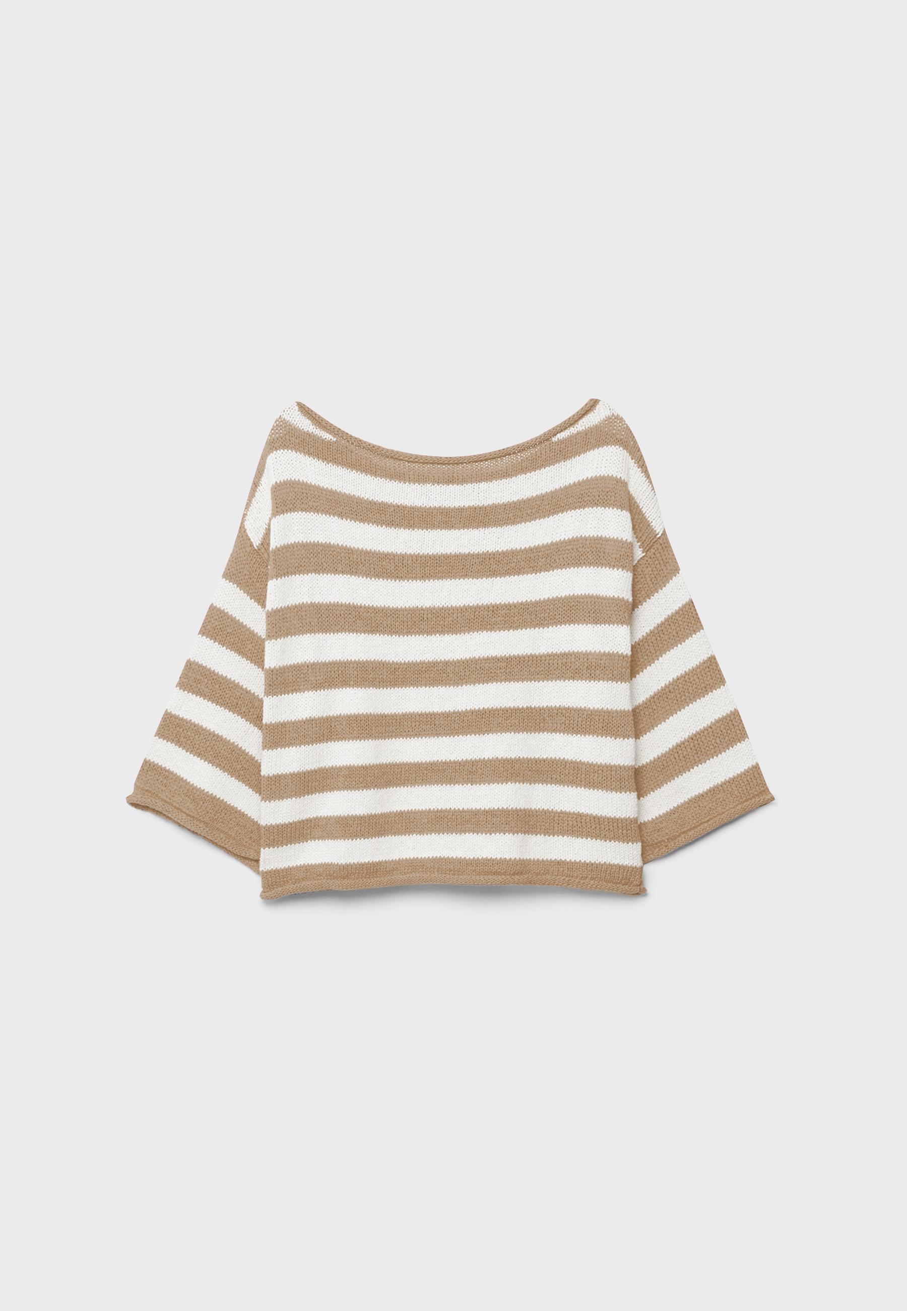 Boat neck knit sweater — Vanilla