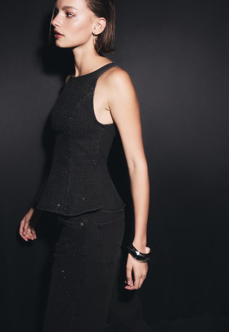 parıltılı straight fit jean