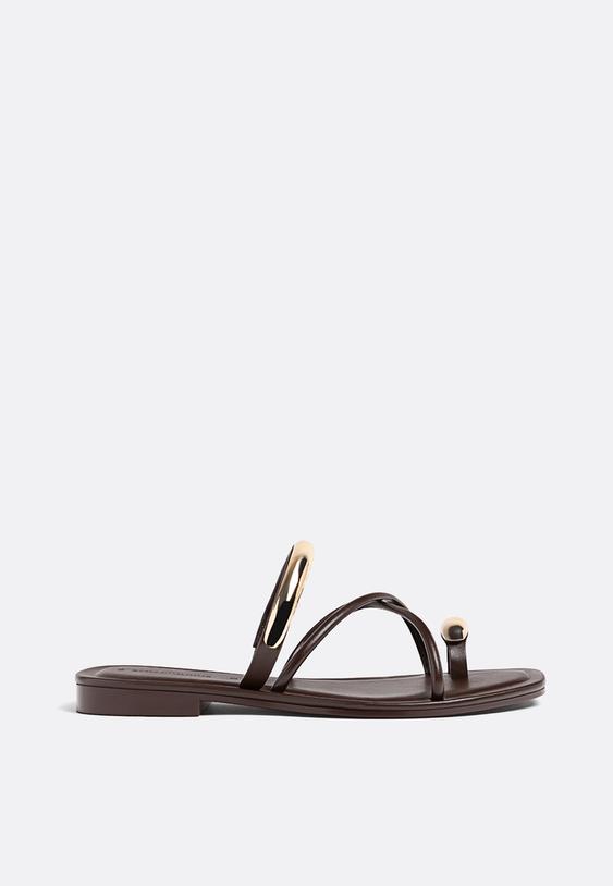 flat sandals with metal detail