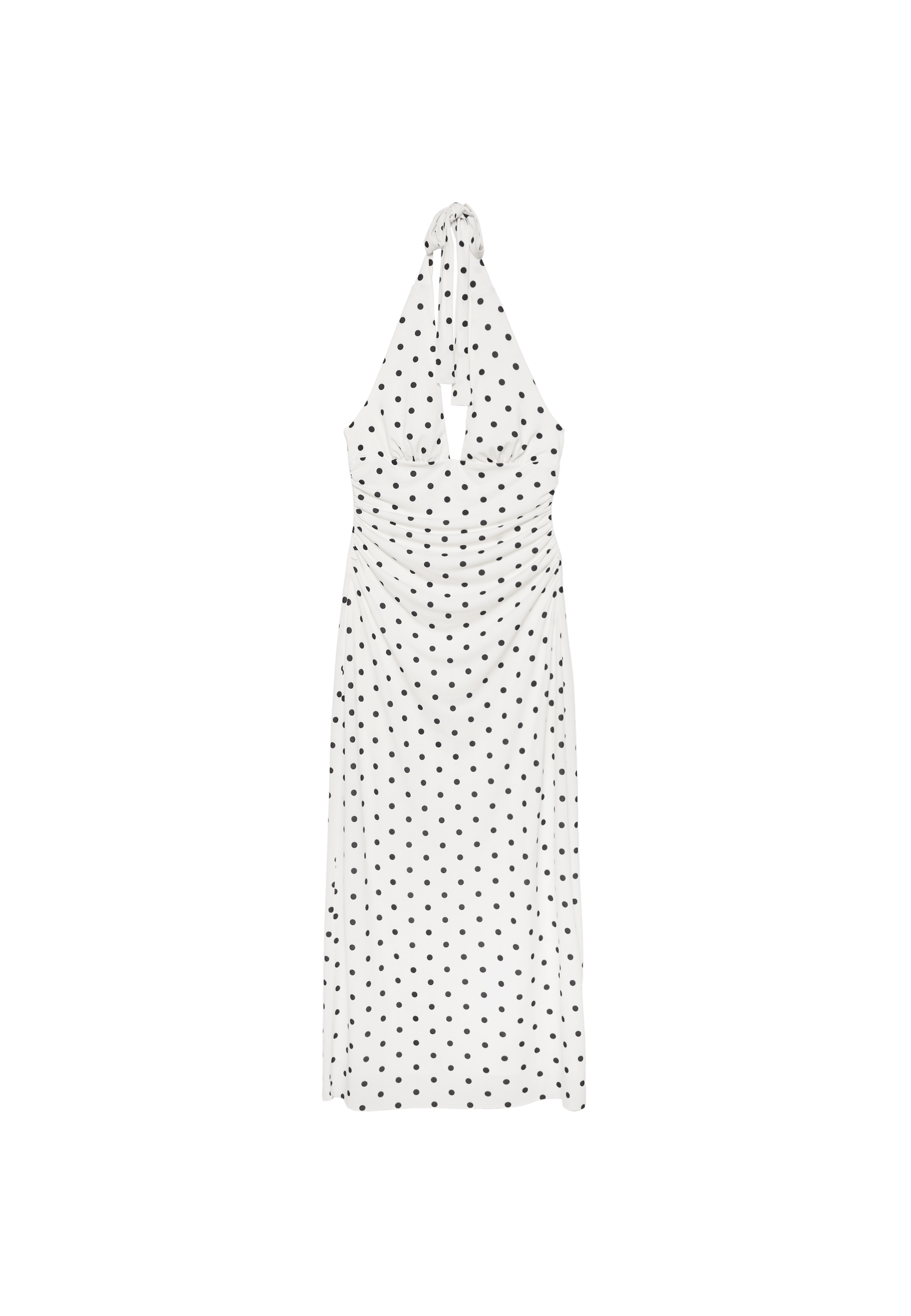Halter neck backless midi dress — Ecru