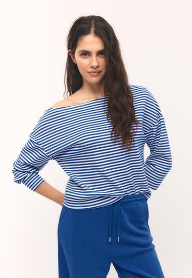 Yumuşak dokulu, açık omuzlu sweatshirt - Görsel 8