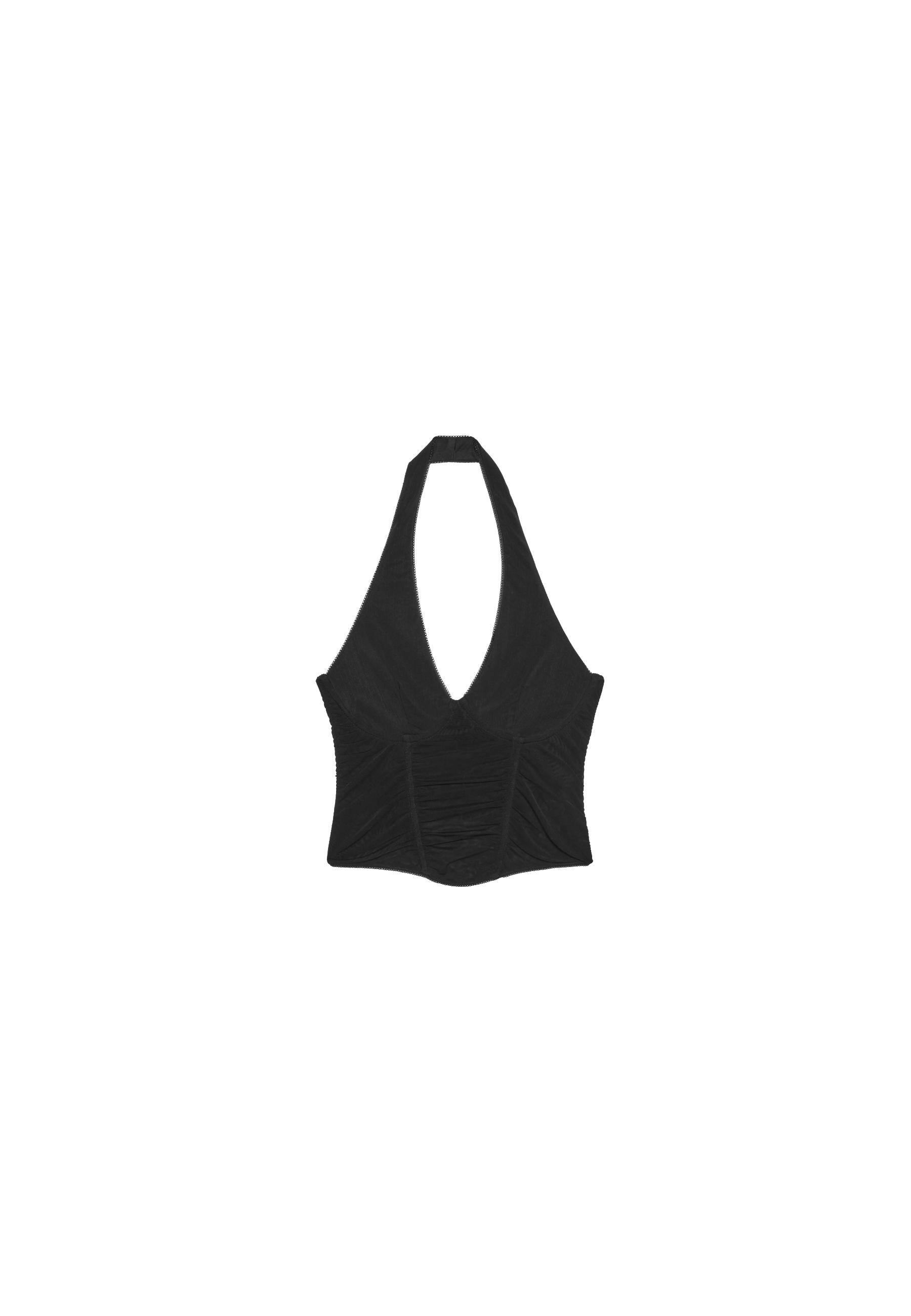 Mesh halter bodice top — Black