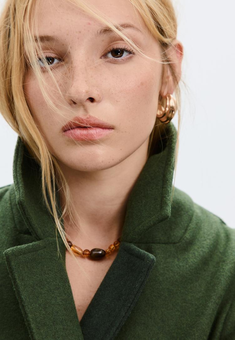 abrigo midi boton tacto suave