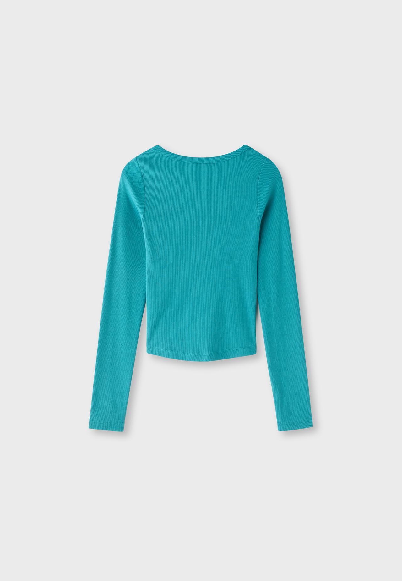 Long sleeve Henley t-shirt — Turquoise