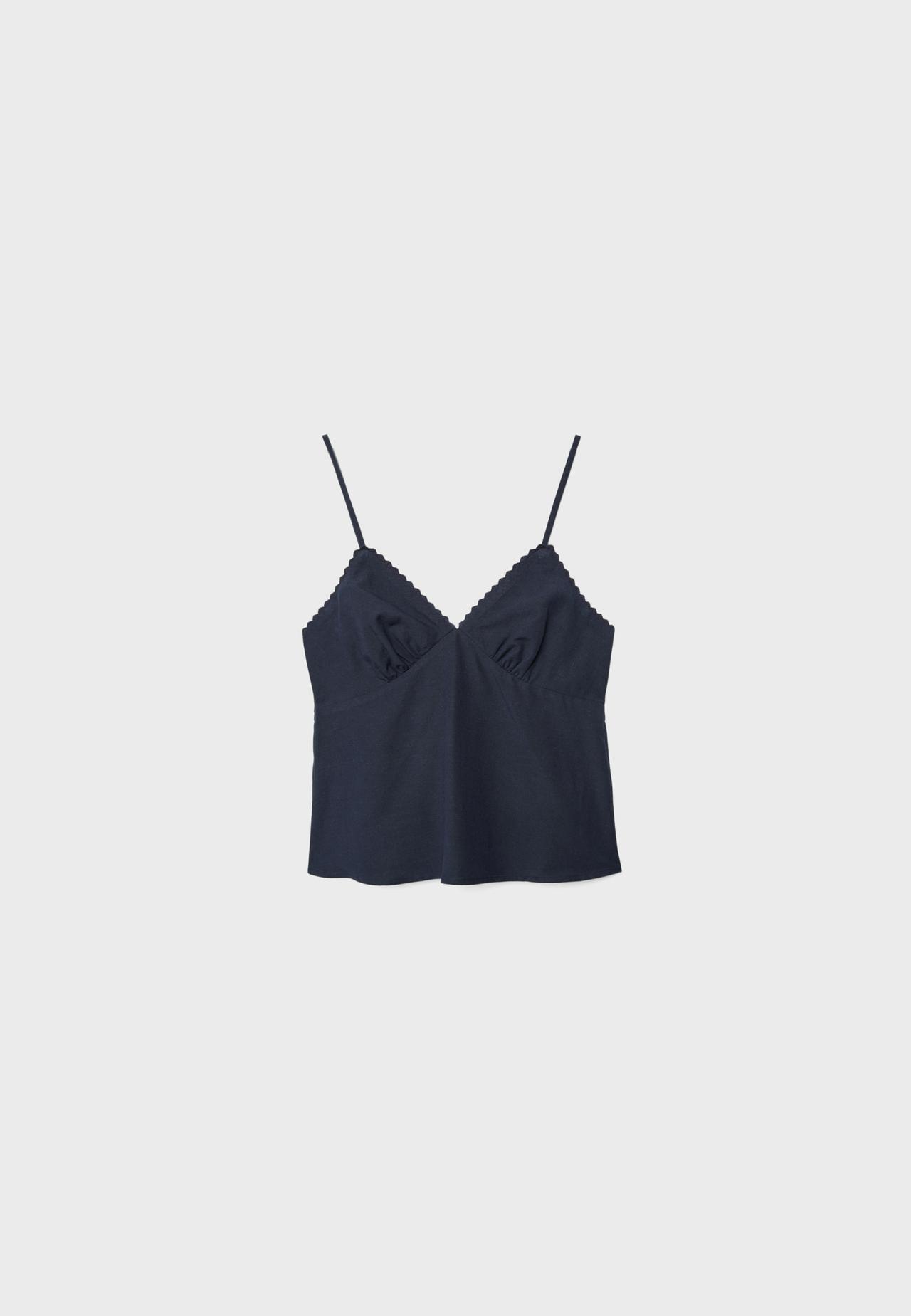 Rustic strappy top — Dark blue