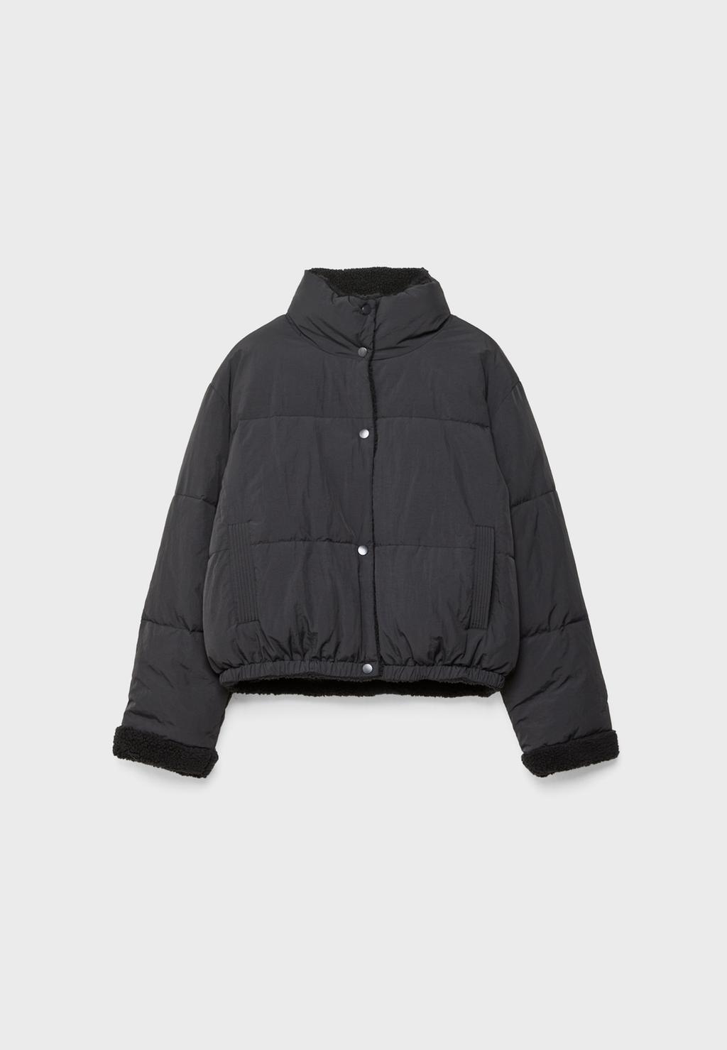 Reversible faux shearling lined puffer jacket