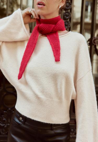 Soft knit sash-detail jumper — Stone 4