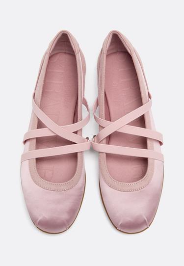 Satin cross-strap sneakerinas — PINK 2