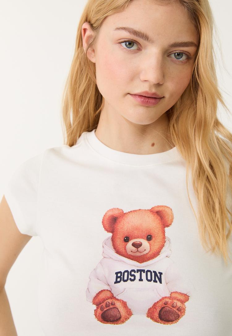 camiseta fitted estampado oso