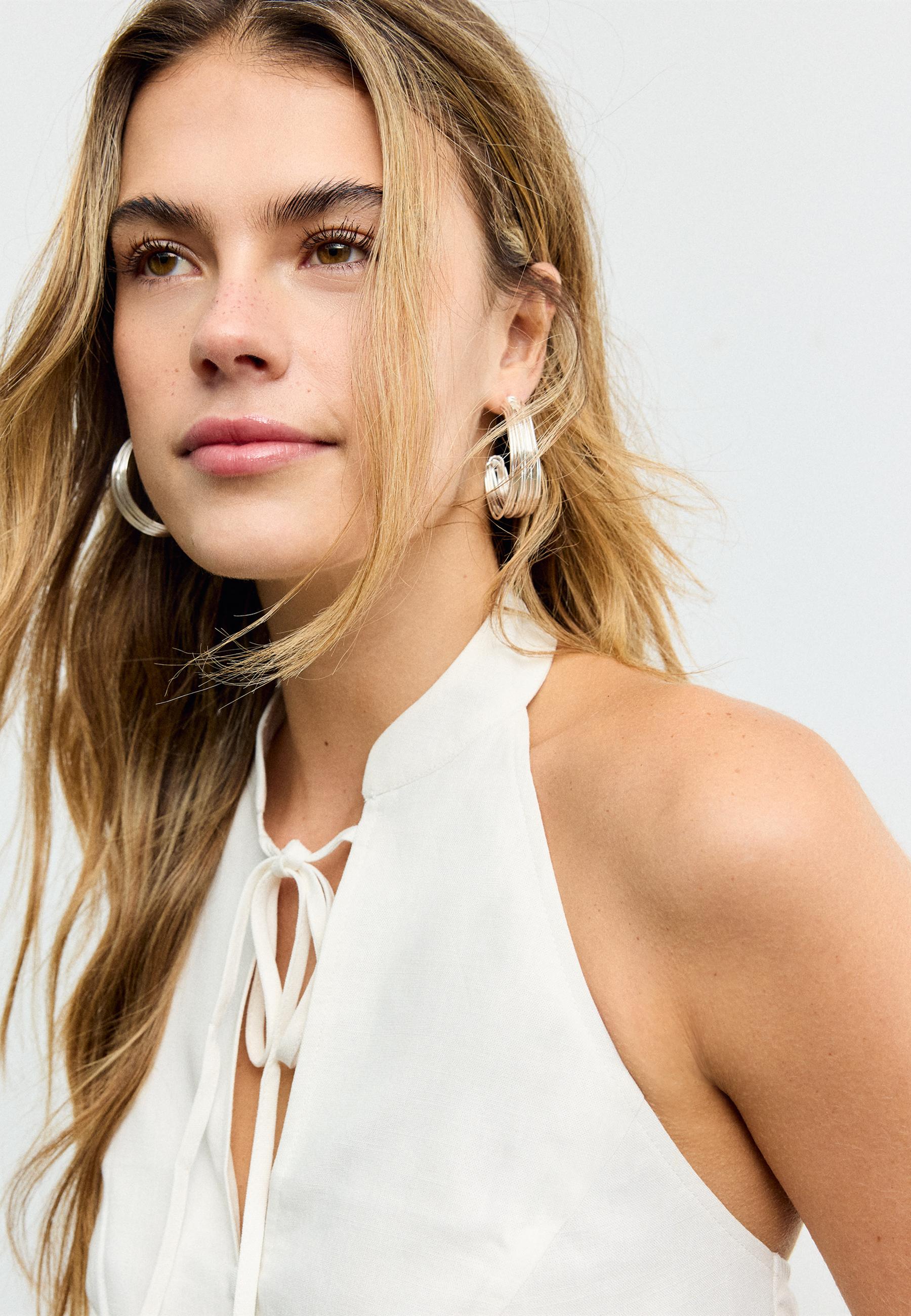 Qipao halter yaka düğmeli üst - Görsel 14