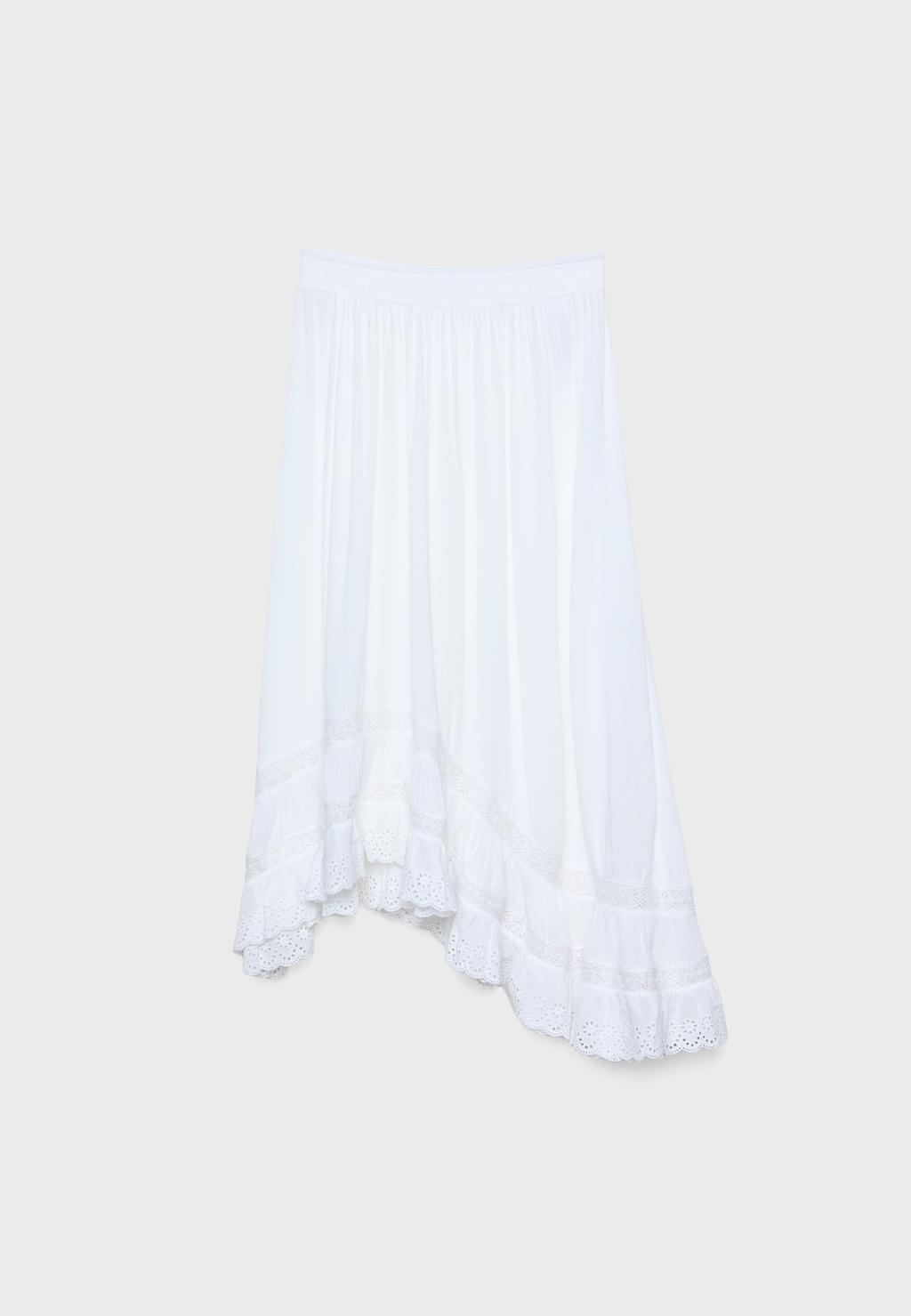 Falda midi volante asimétrica