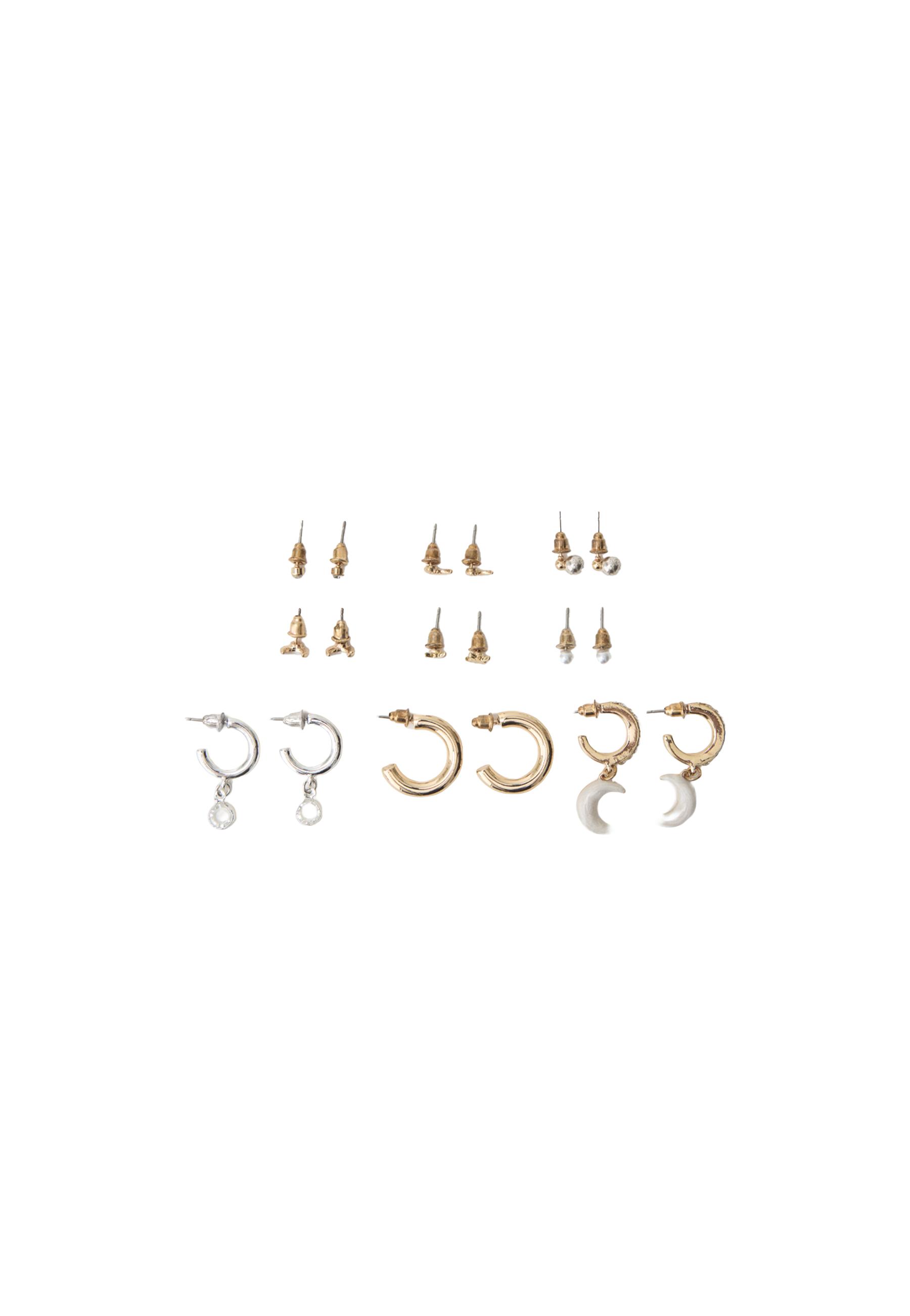 Set of 9 moon earrings — Gold