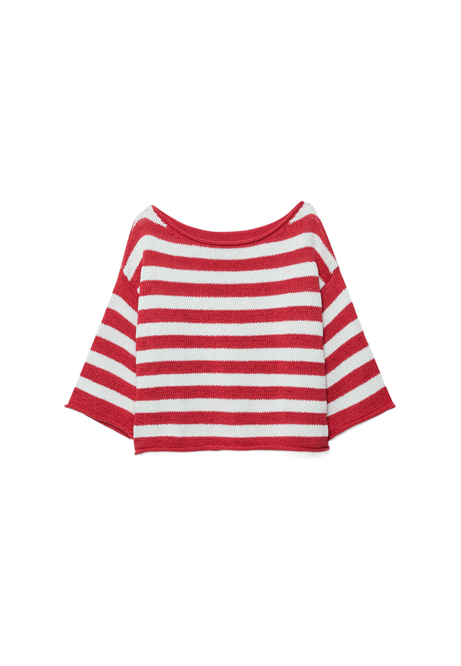 Boat neck knit sweater — Red