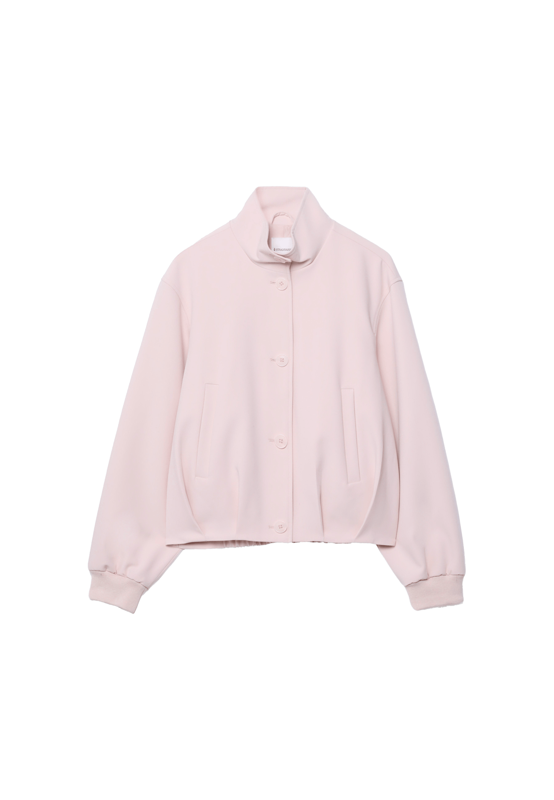 Puff high neck jacket — Salmon pink